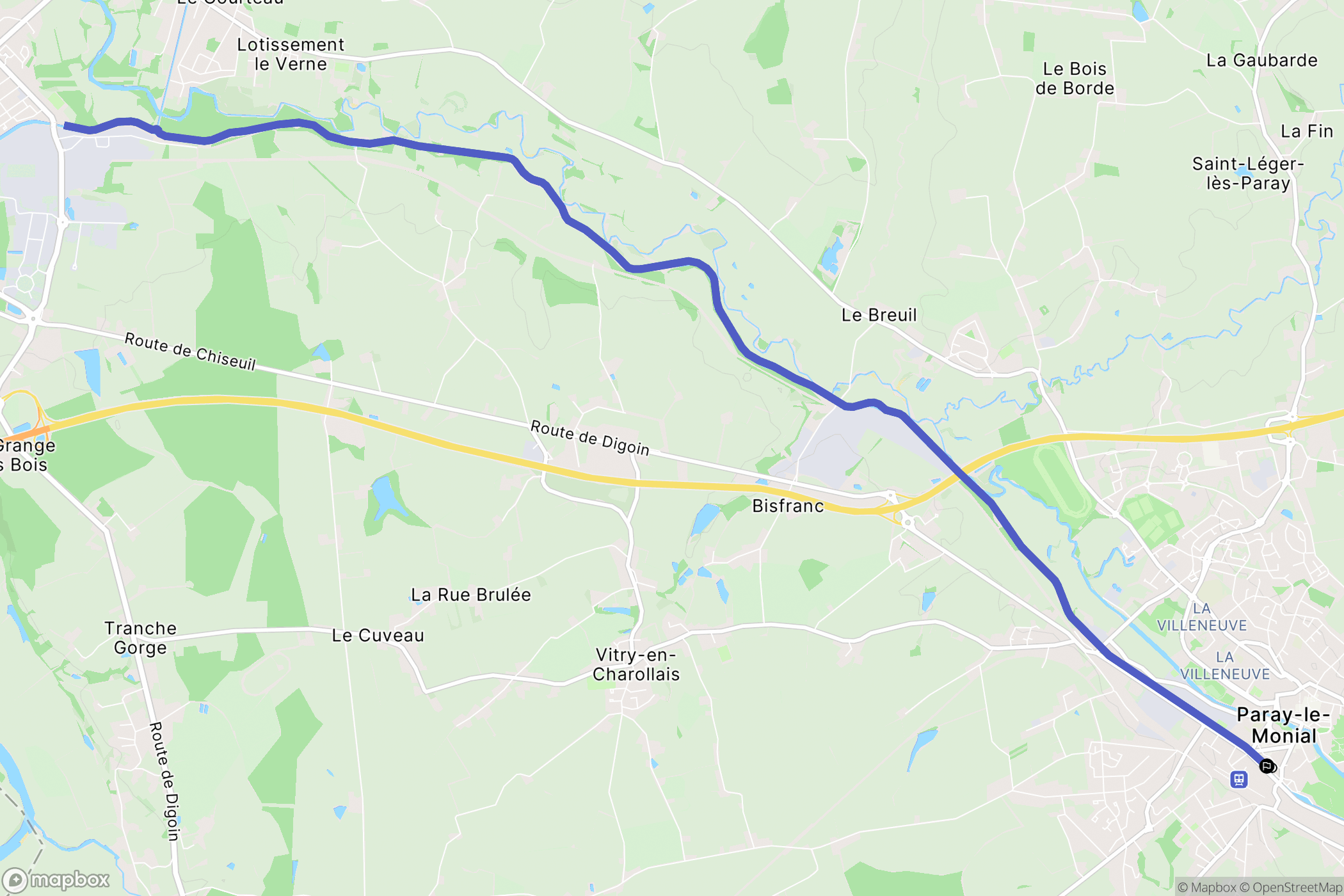 Paray-le-Monial : carte du parcours de randonnée - France