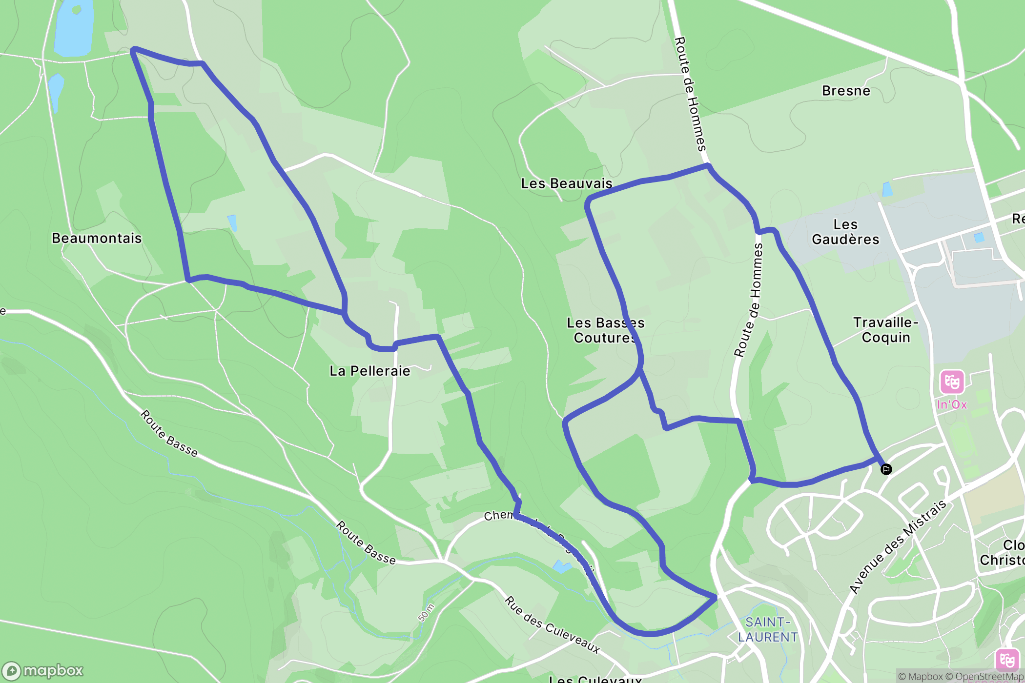 Langeais : carte du parcours de randonnée - France