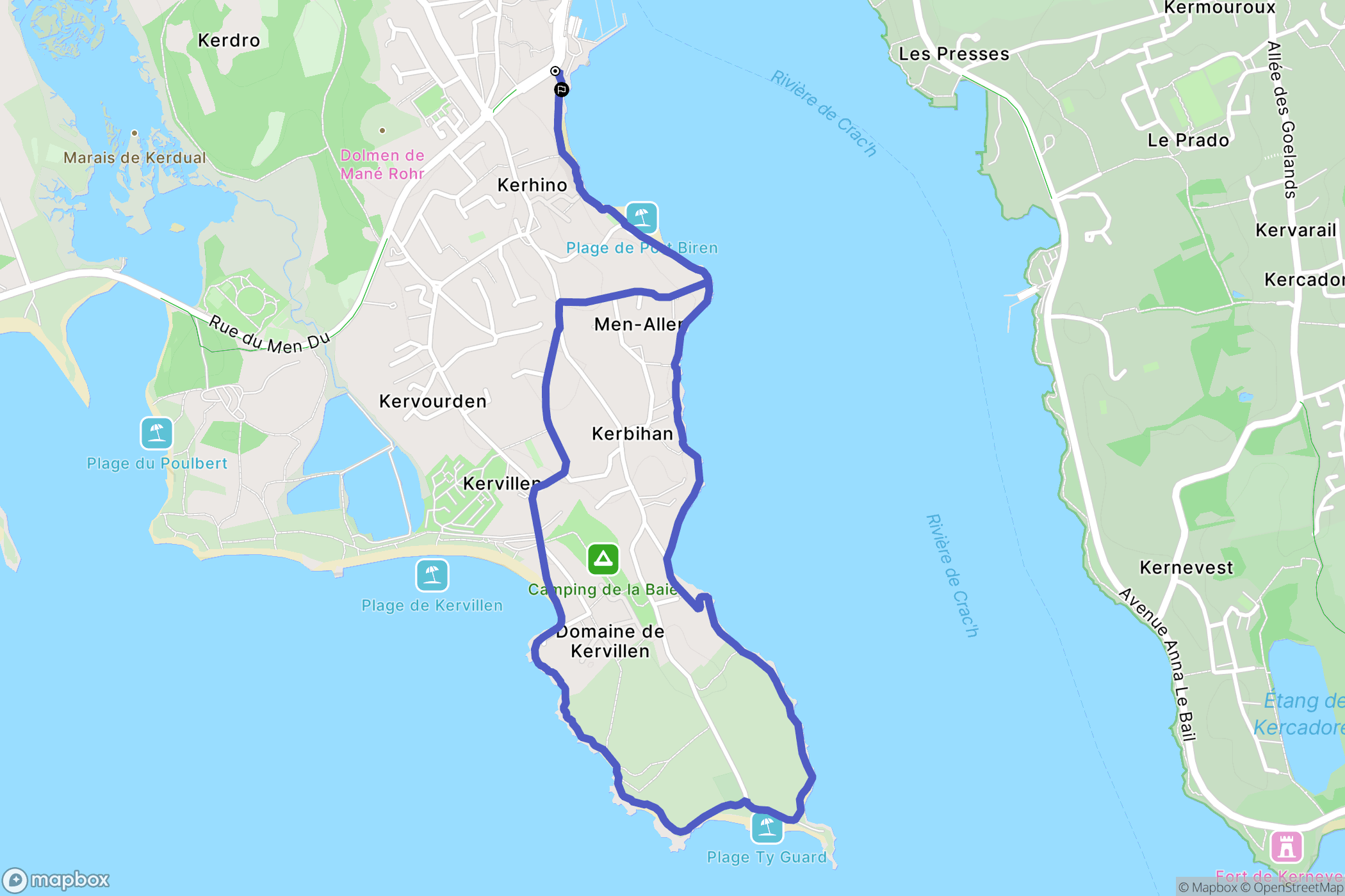 La Trinité-sur-Mer : carte du parcours de randonnée - France