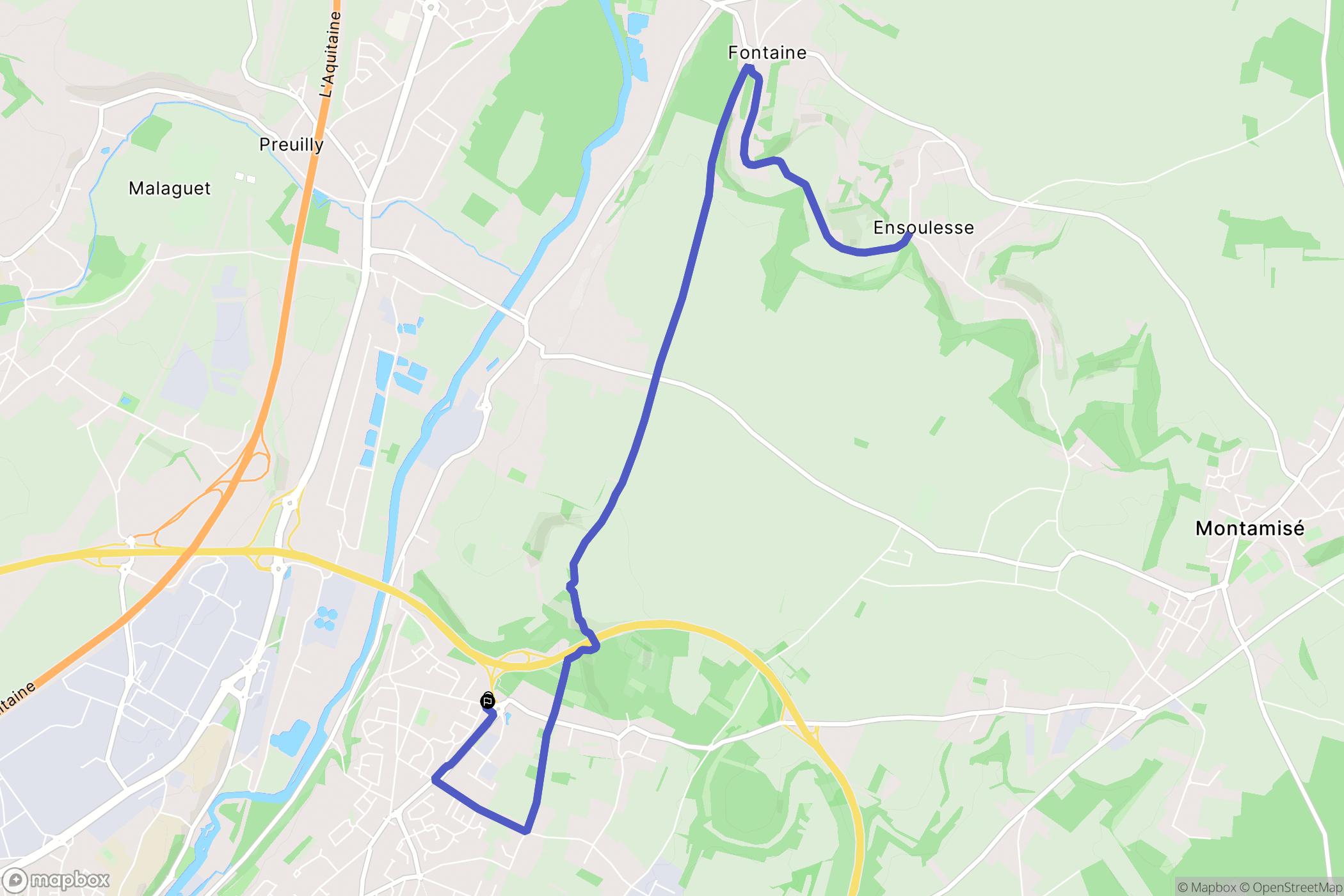 Buxerolles : carte du parcours de randonnée - France