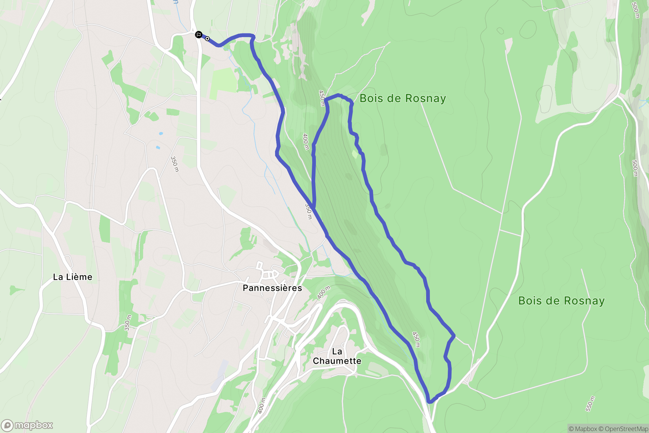 Lavigny : carte du parcours de randonnée - France