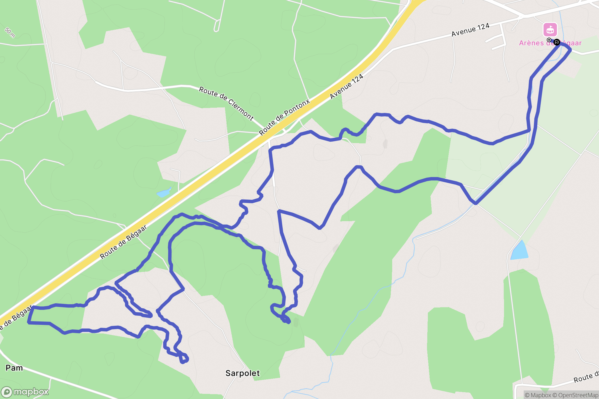 Bégaar : carte du parcours de randonnée - France