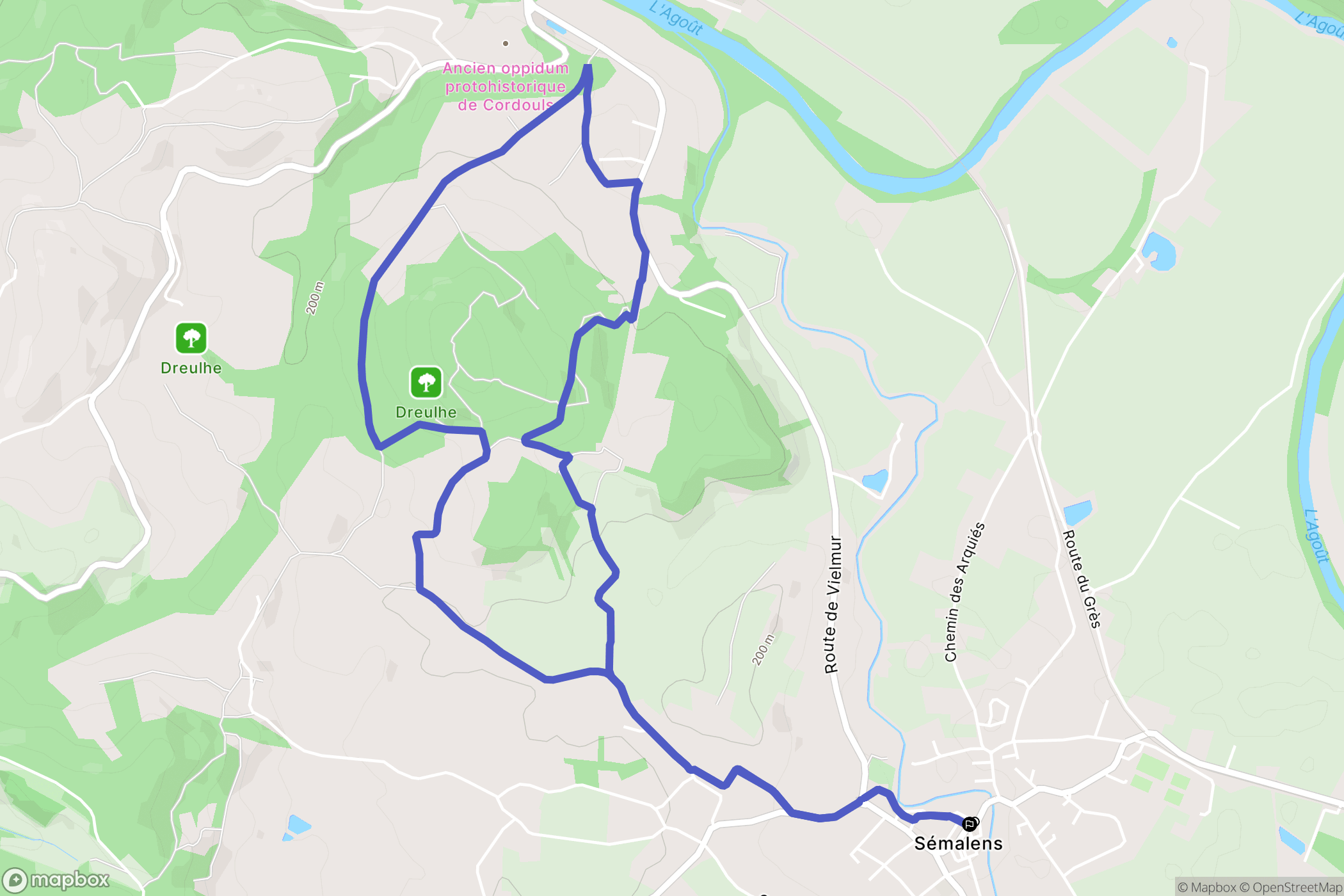 Sémalens : carte du parcours de randonnée - France