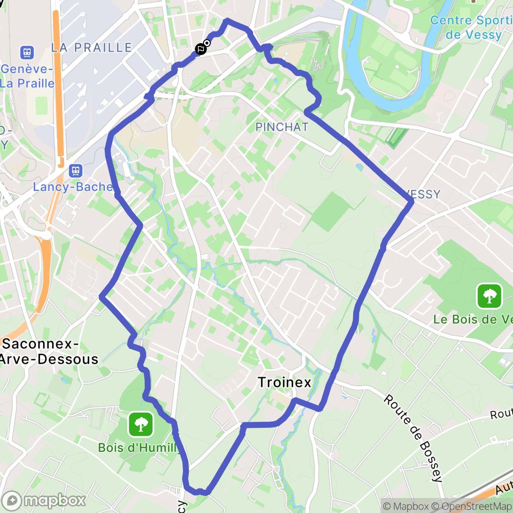 Carouge : carte du parcours de randonnée - Switzerland