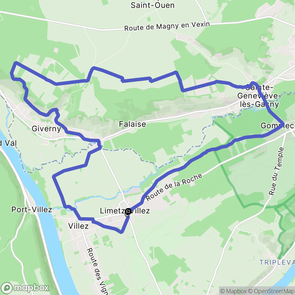 Limetz-Villez : carte du parcours de randonnée - France