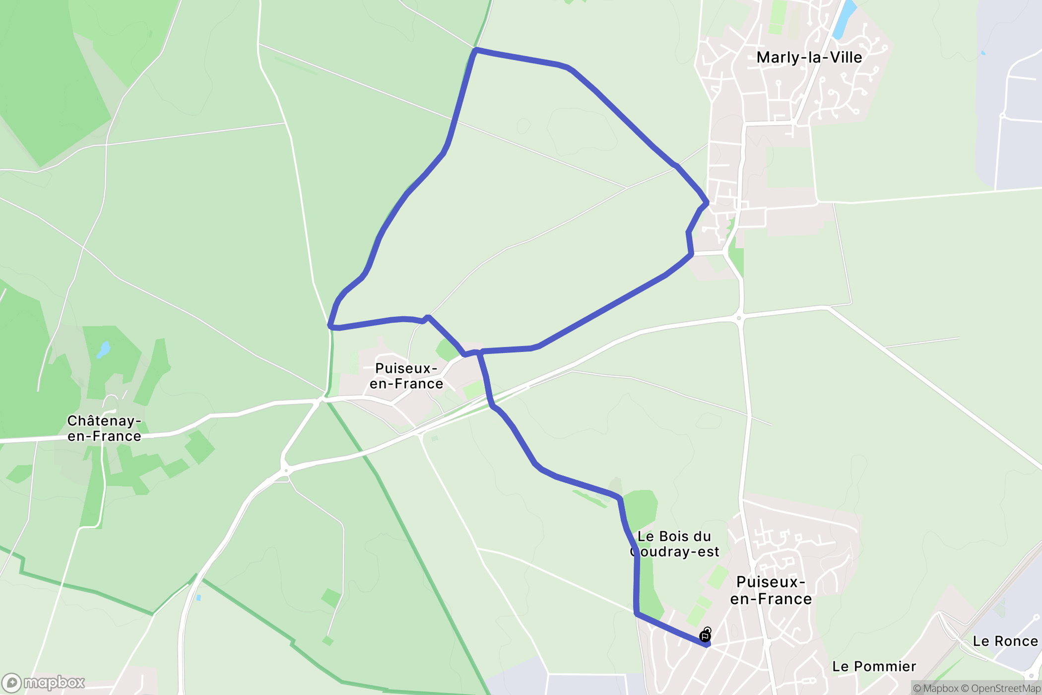 Puiseux-en-France : carte du parcours de randonnée - France