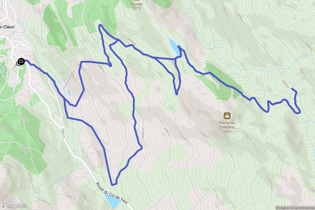 Vars : carte du parcours de randonnée - France