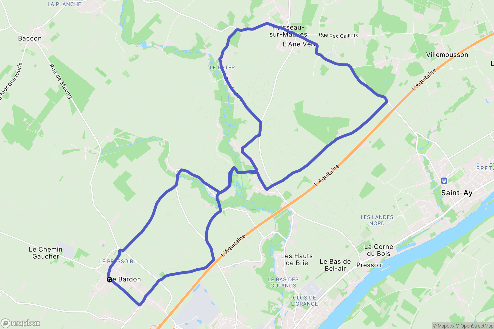 Le Bardon, Orléans : carte du parcours de randonnée - France