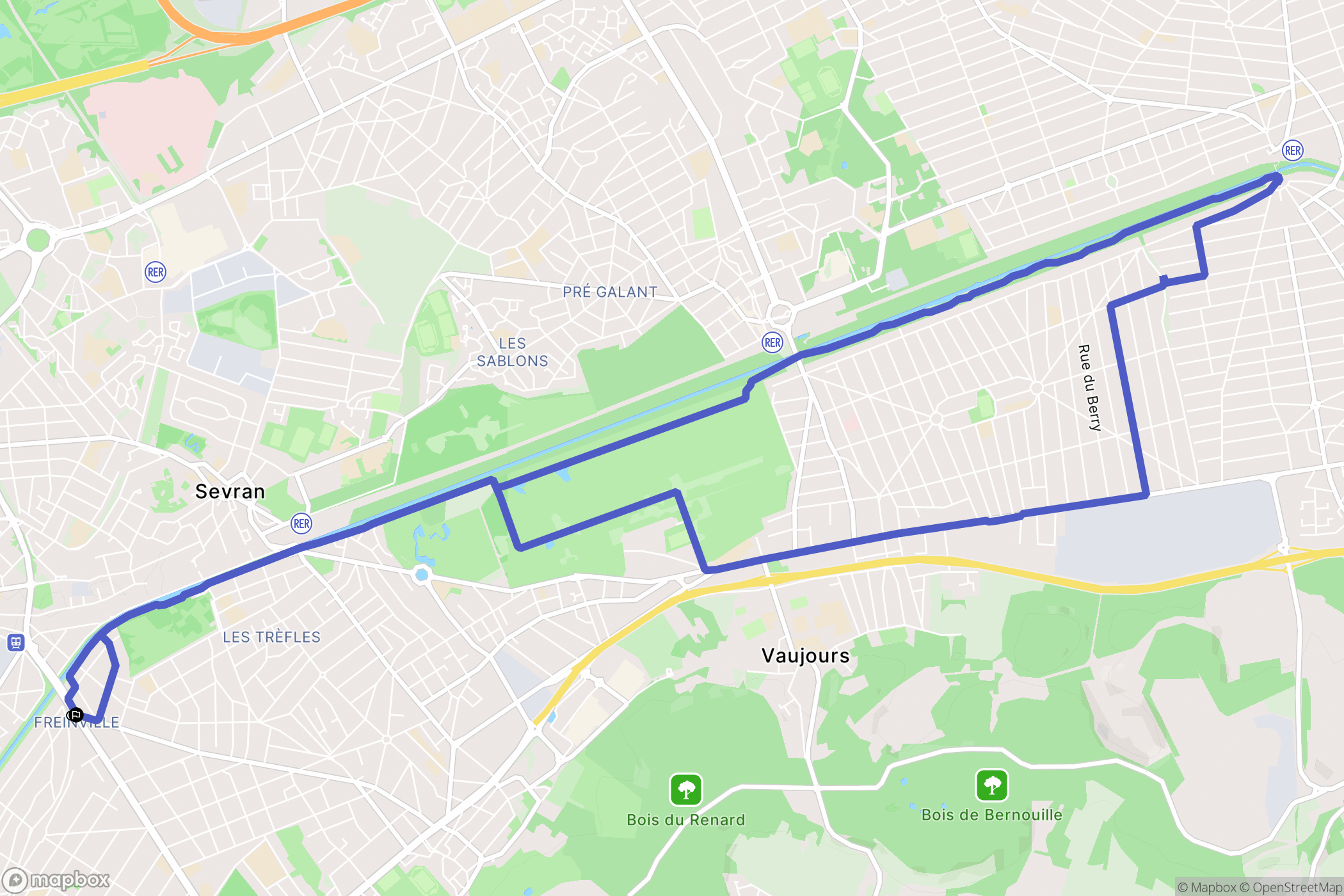 Sevran : carte du parcours de randonnée - France