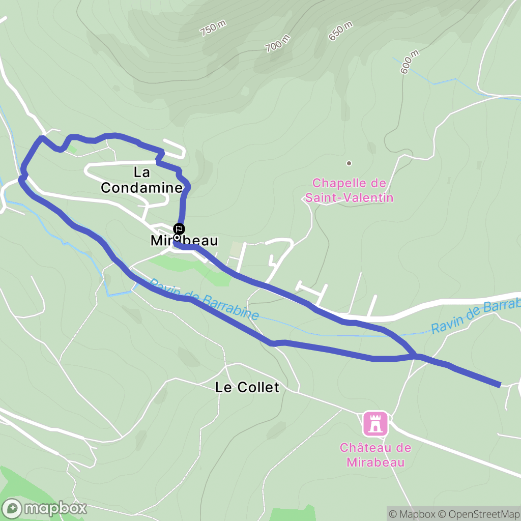 Mirabeau : carte du parcours de randonnée - France