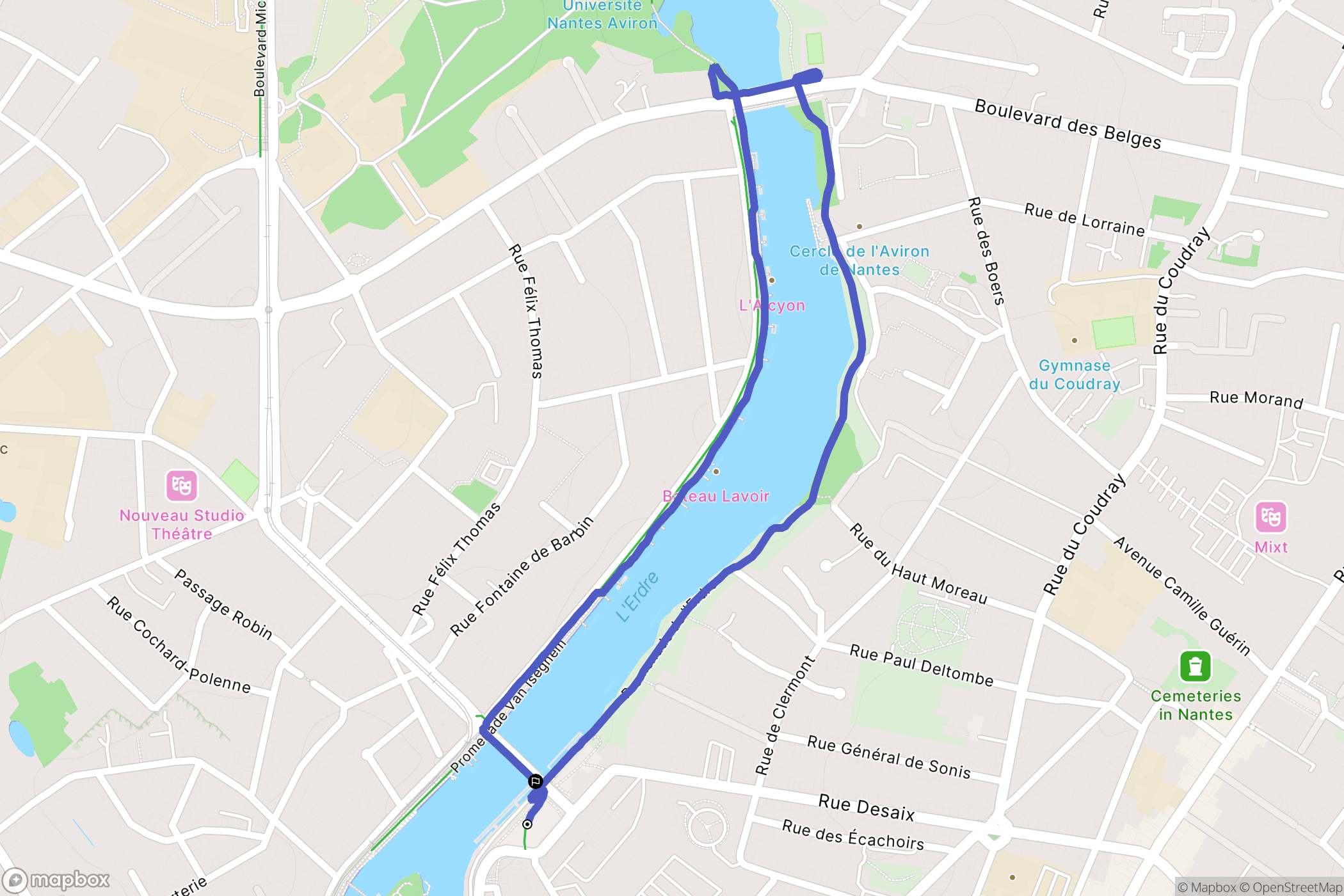 Nantes : carte du parcours de randonnée - France
