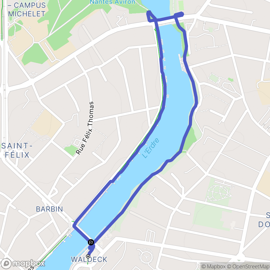 Nantes : carte du parcours de randonnée - France