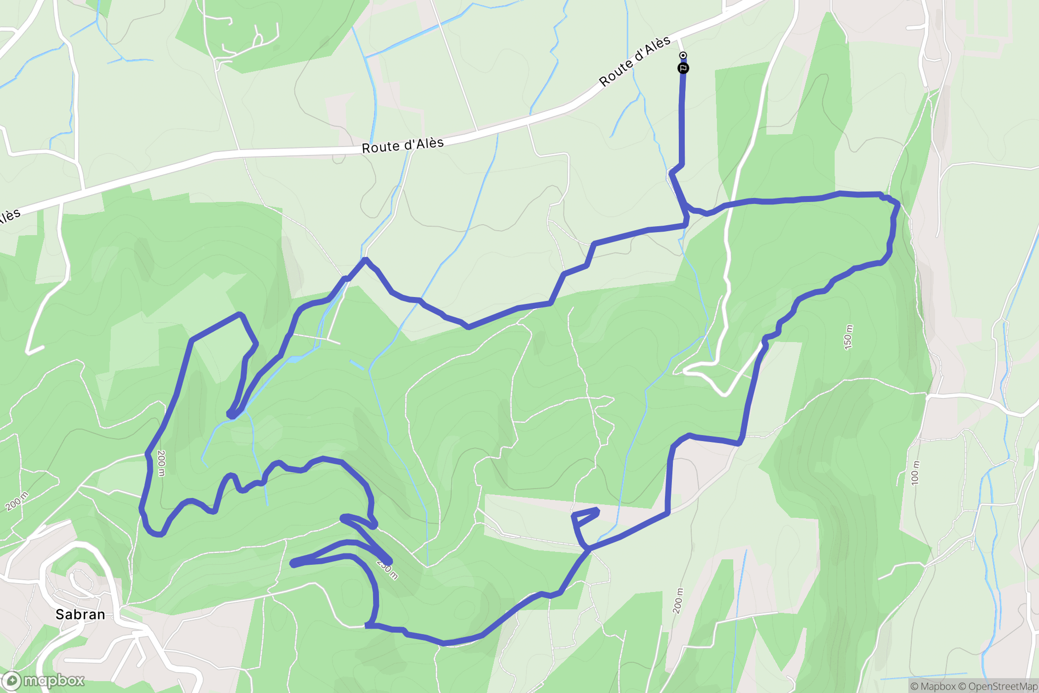 Sabran : carte du parcours de randonnée - France