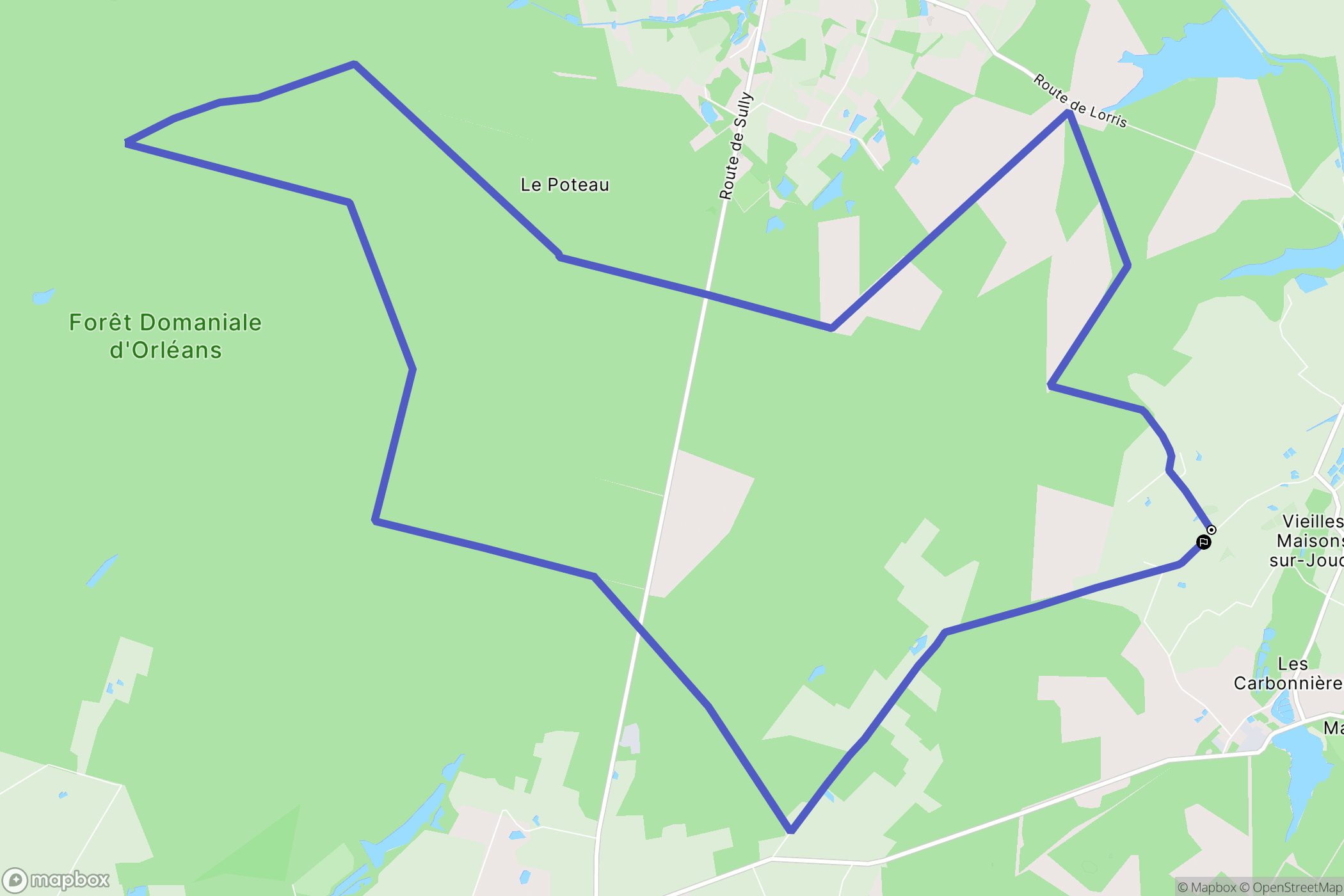 Vieilles-Maisons-sur-Joudry : carte du parcours de randonnée - France