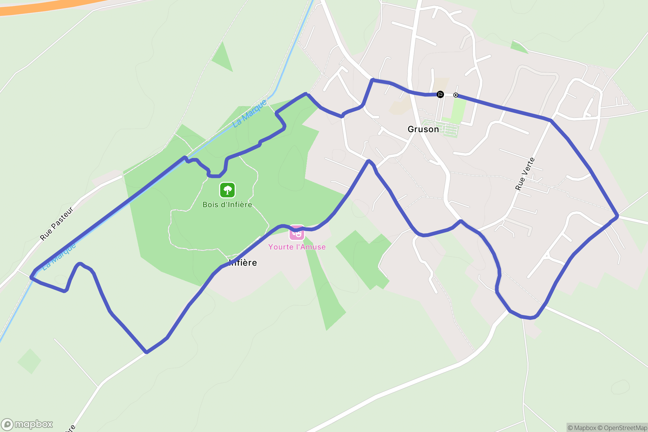 Gruson : carte du parcours de randonnée - France