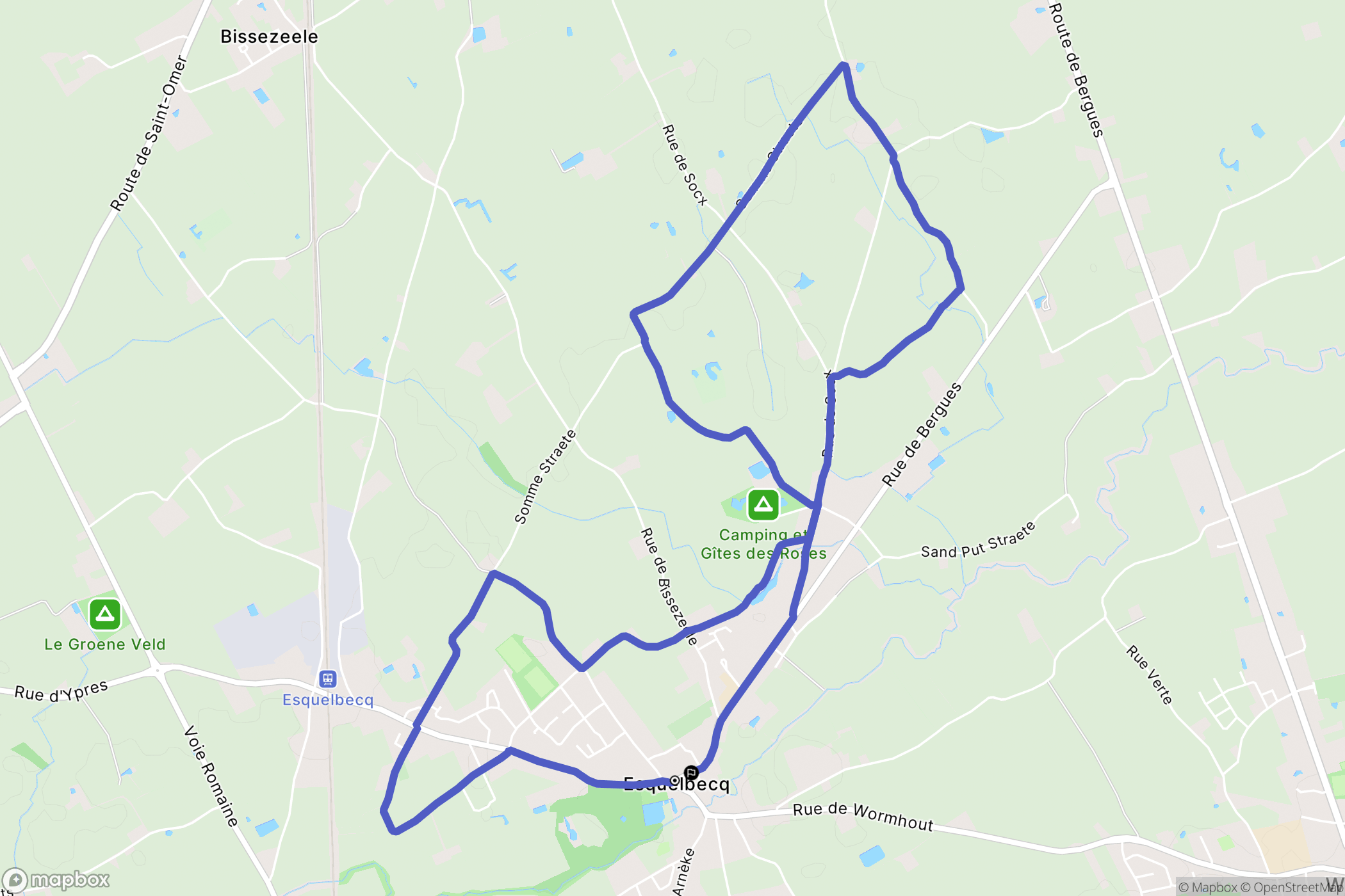 Esquelbecq : carte du parcours de randonnée - France