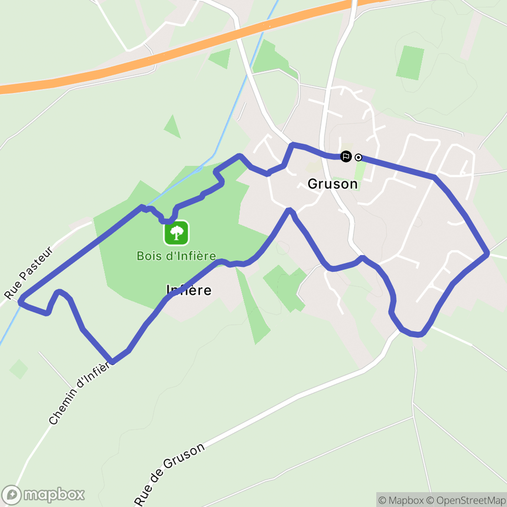 Gruson : carte du parcours de randonnée - France
