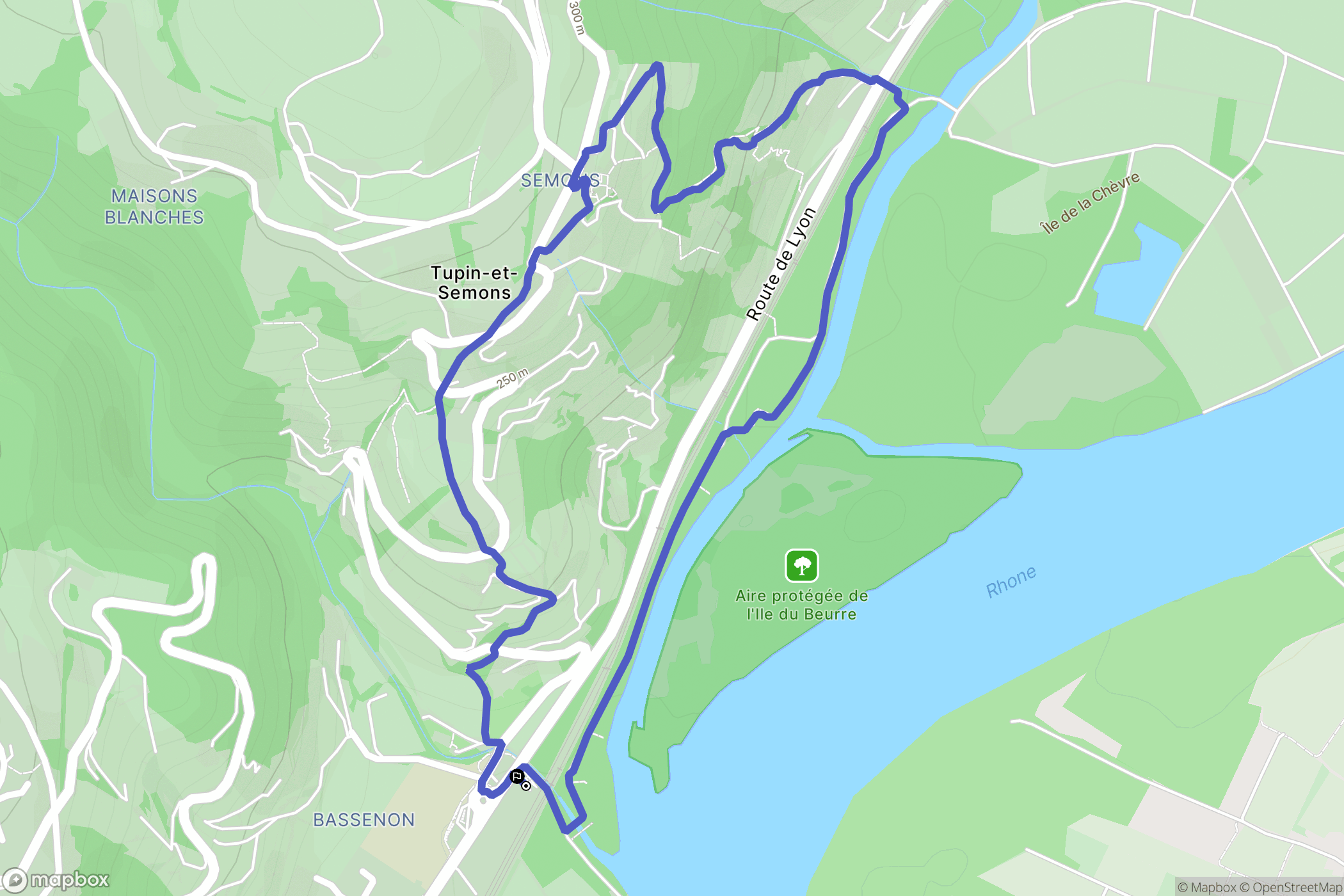 Condrieu : carte du parcours de randonnée - France