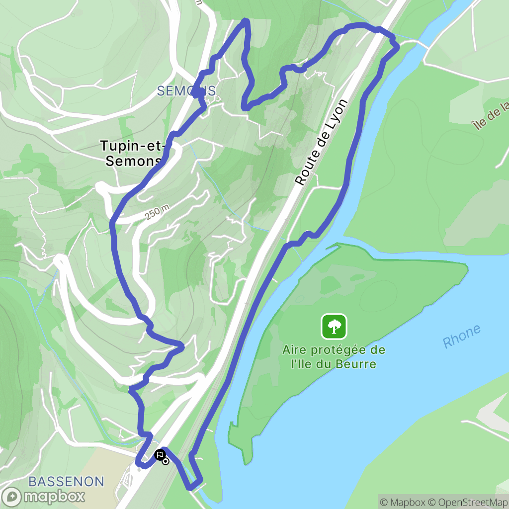 Condrieu : carte du parcours de randonnée - France