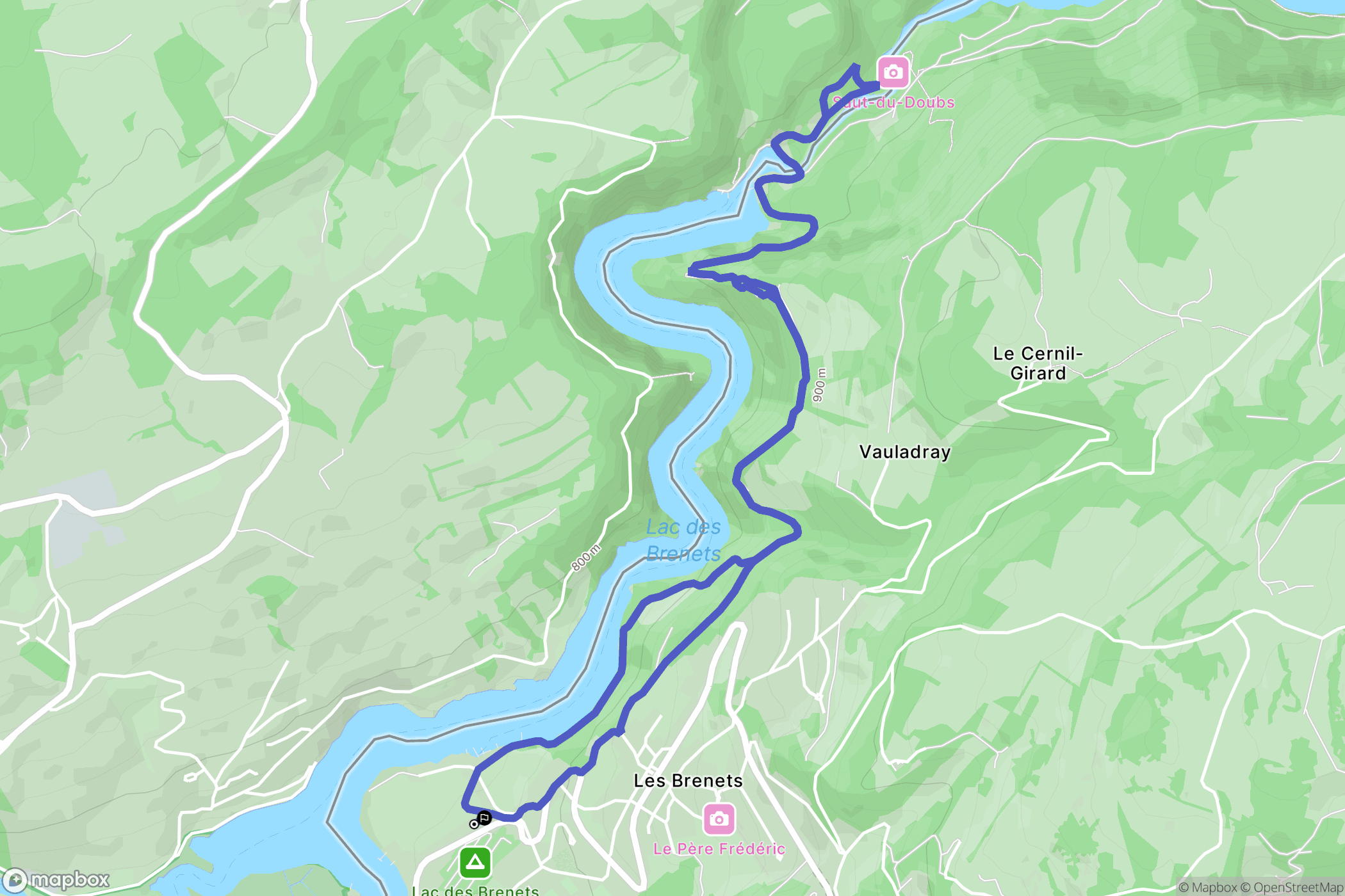 Les Brenets : carte du parcours de randonnée - Switzerland