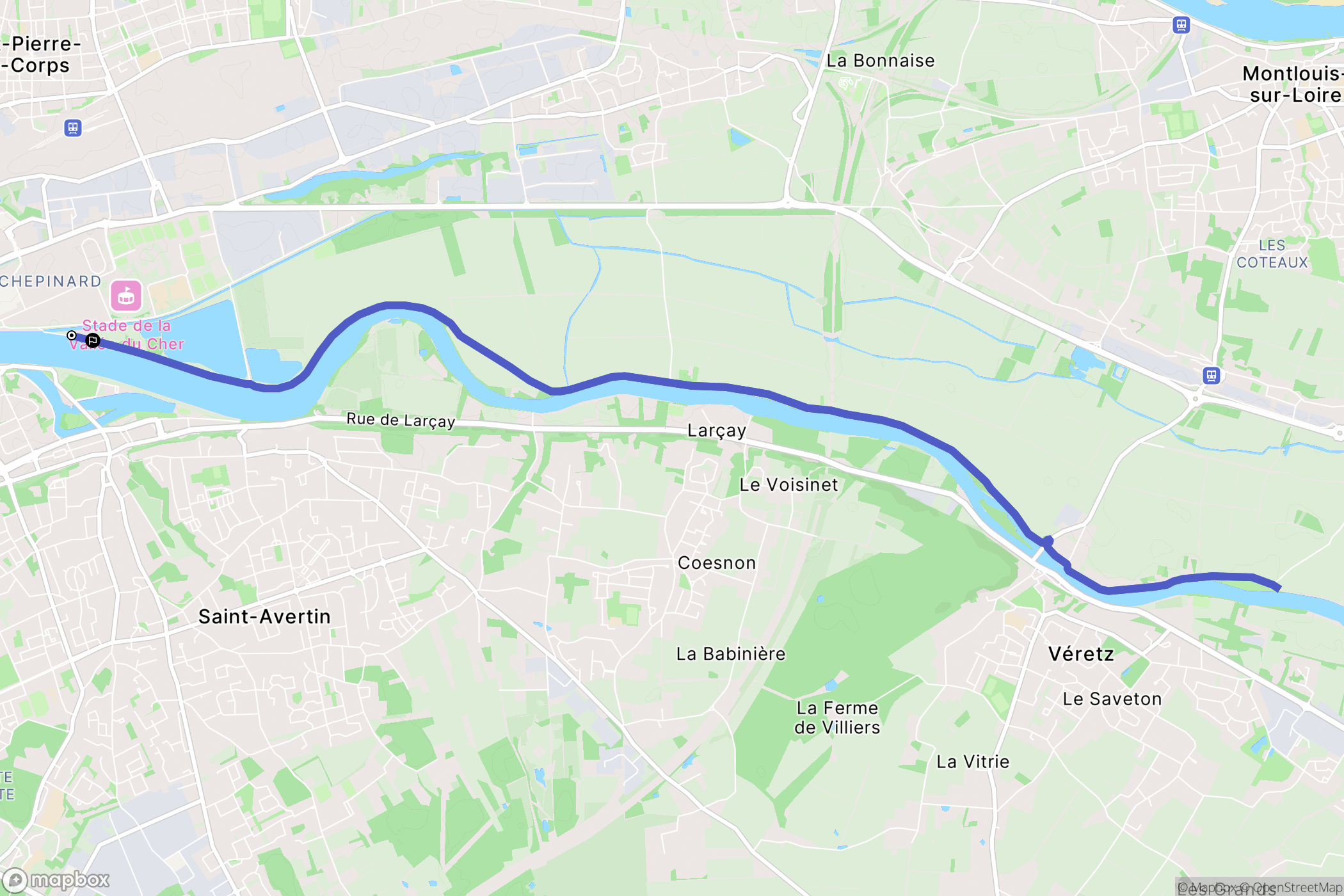 Tours : carte du parcours de randonnée - France
