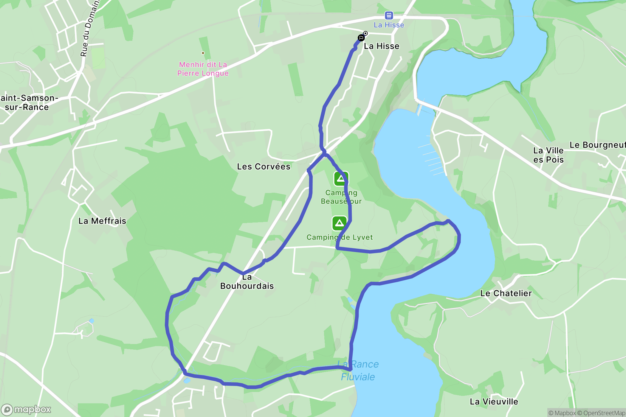 Saint-Samson-sur-Rance : carte du parcours de randonnée - France