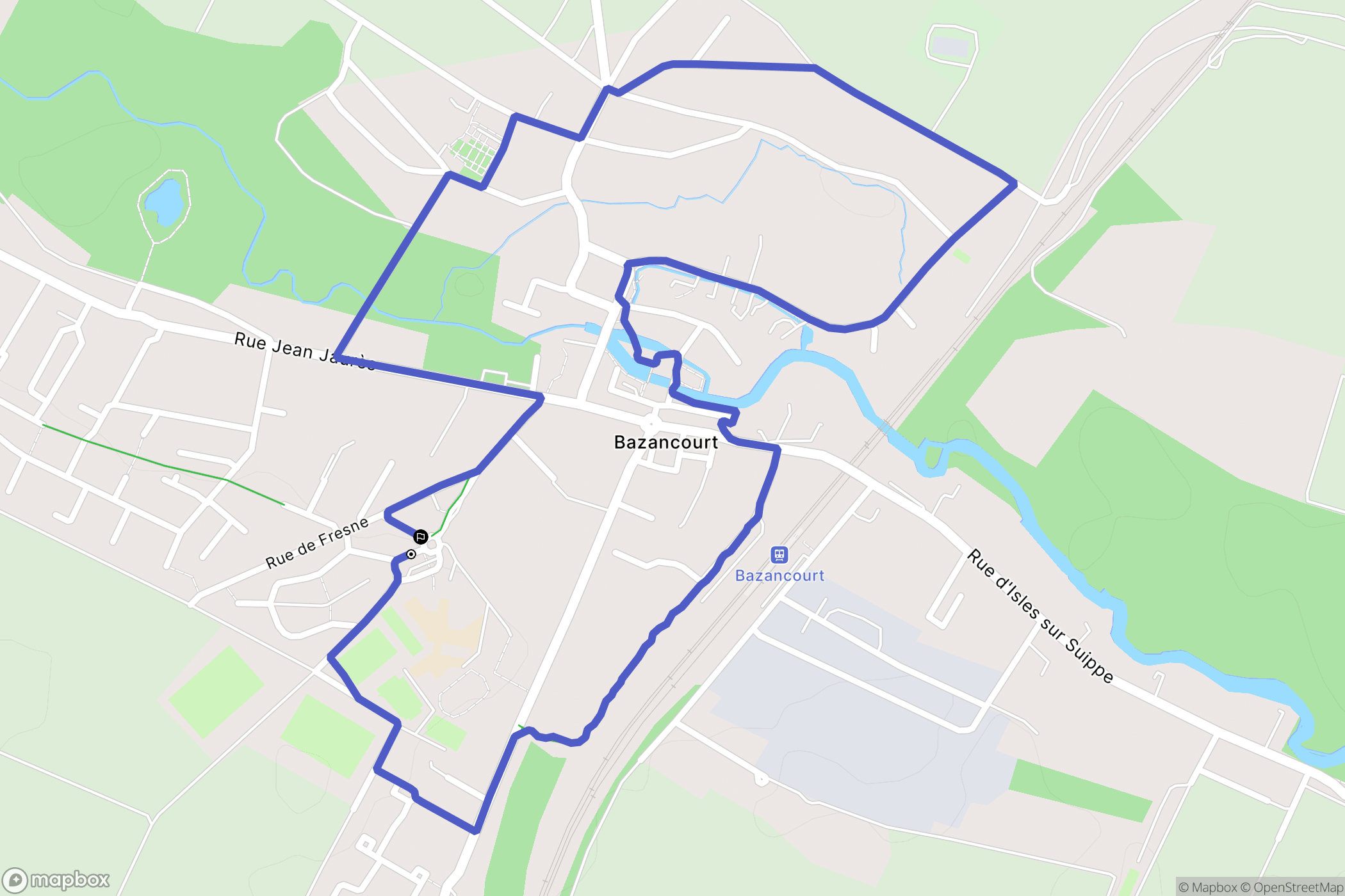 Bazancourt : carte du parcours de randonnée - France