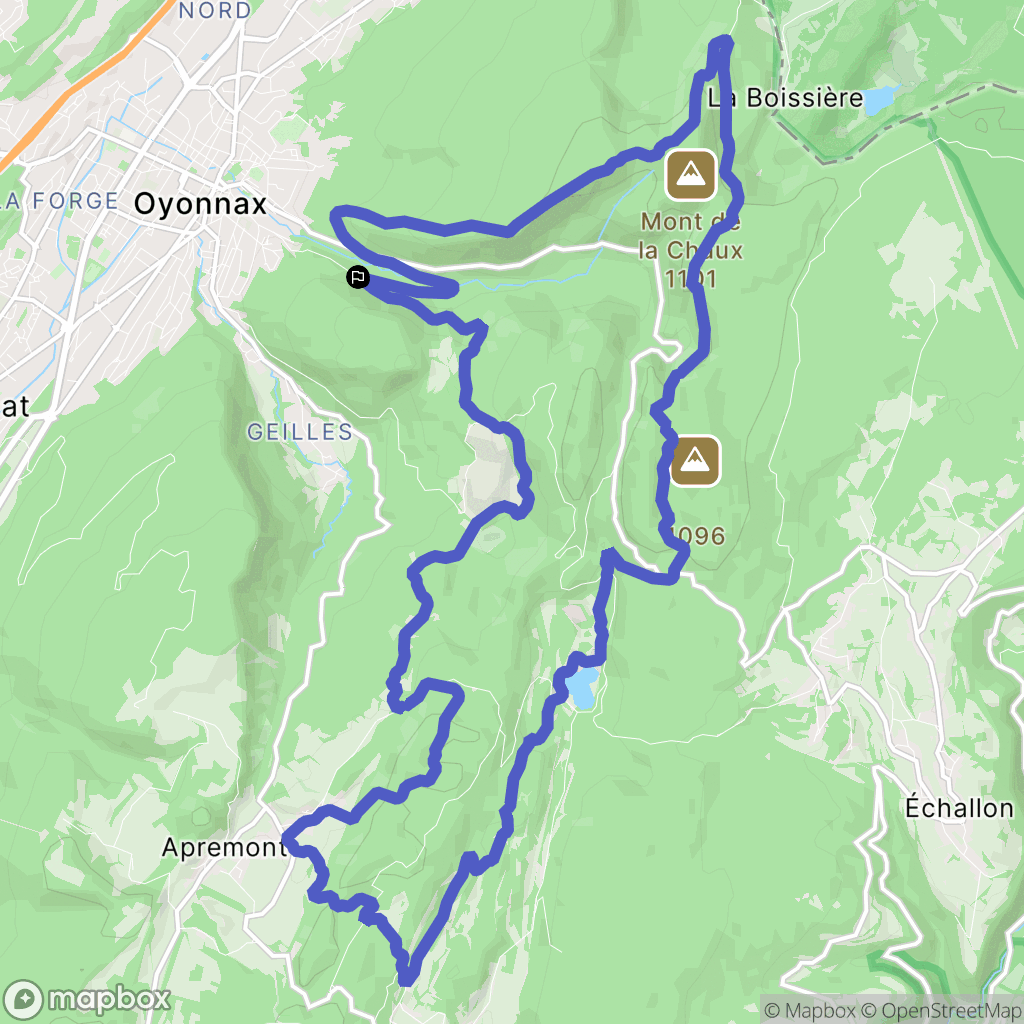 Oyonnax : carte du parcours de randonnée - France