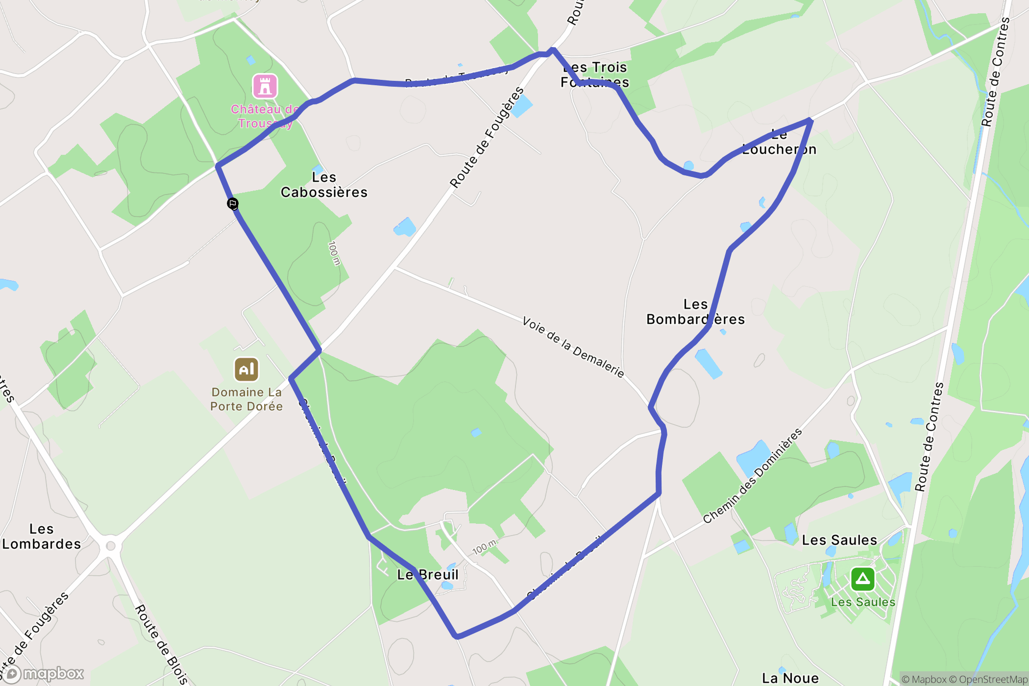 Cheverny : carte du parcours de randonnée - France