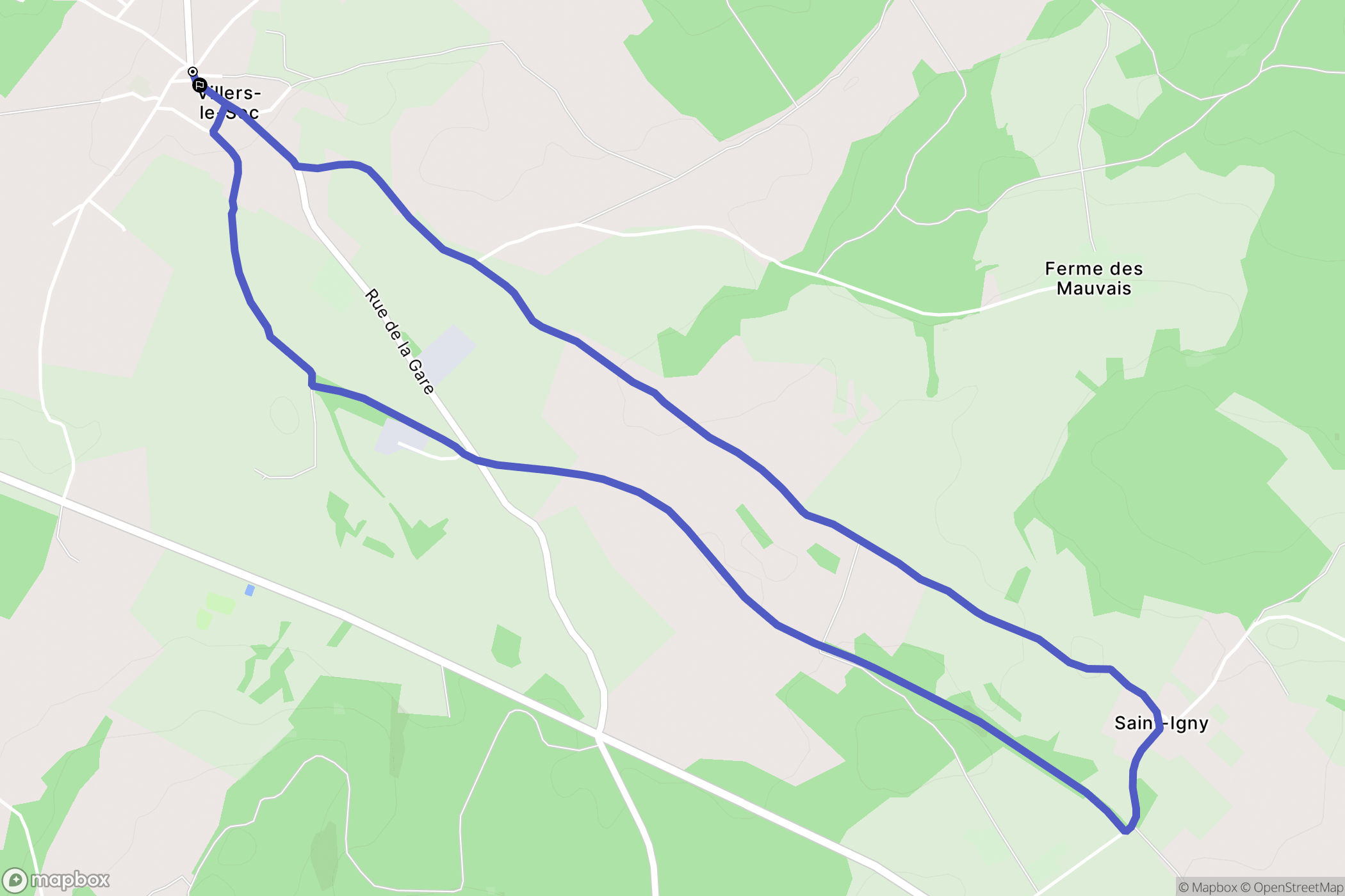Villers-le-Sec : carte du parcours de randonnée - France