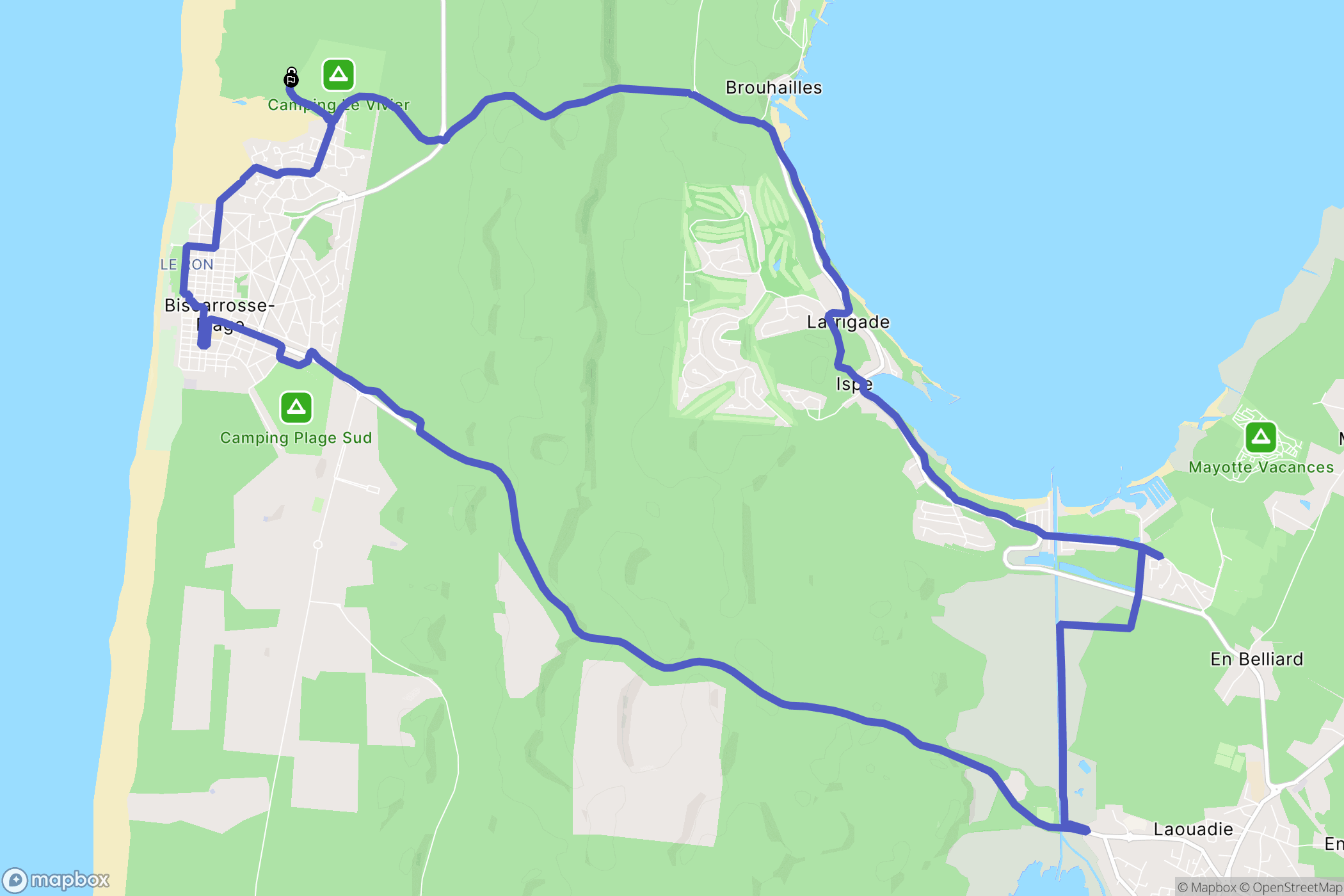 Biscarrosse : carte du parcours de randonnée - France
