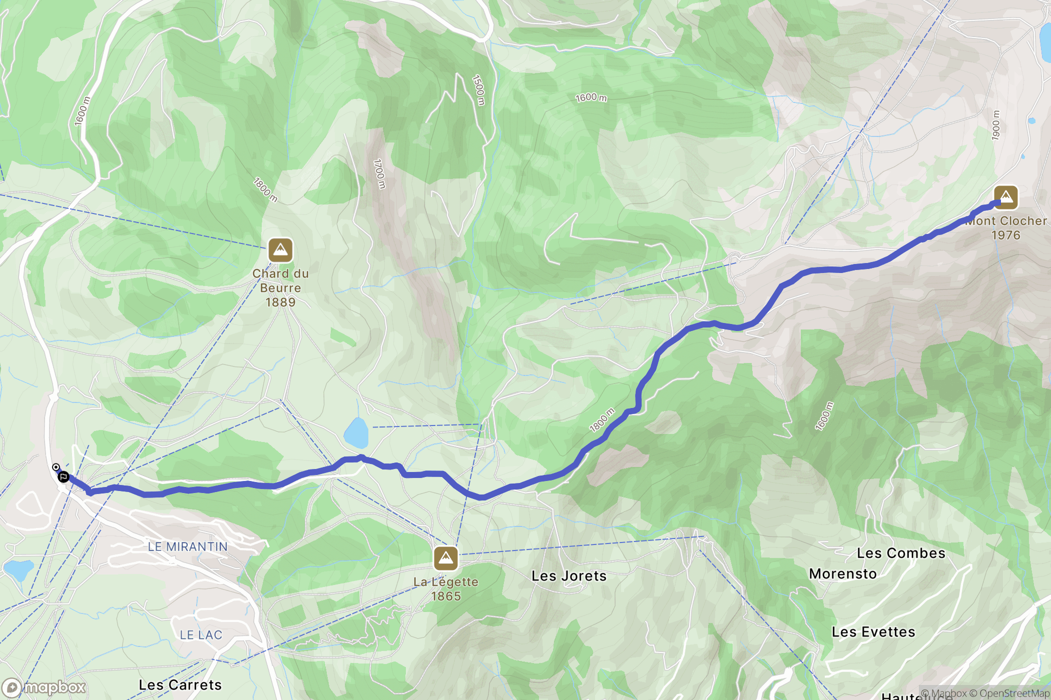 Hauteluce : carte du parcours de randonnée - France