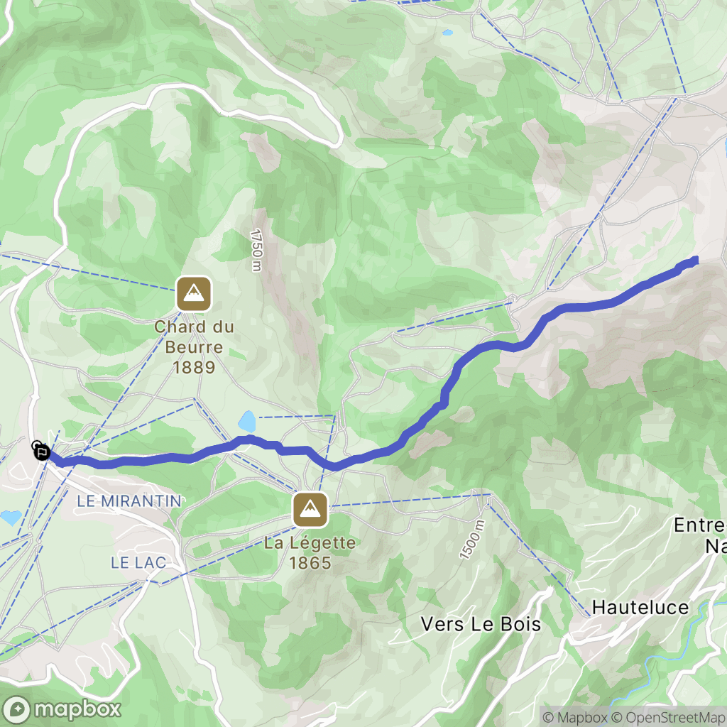 Hauteluce : carte du parcours de randonnée - France