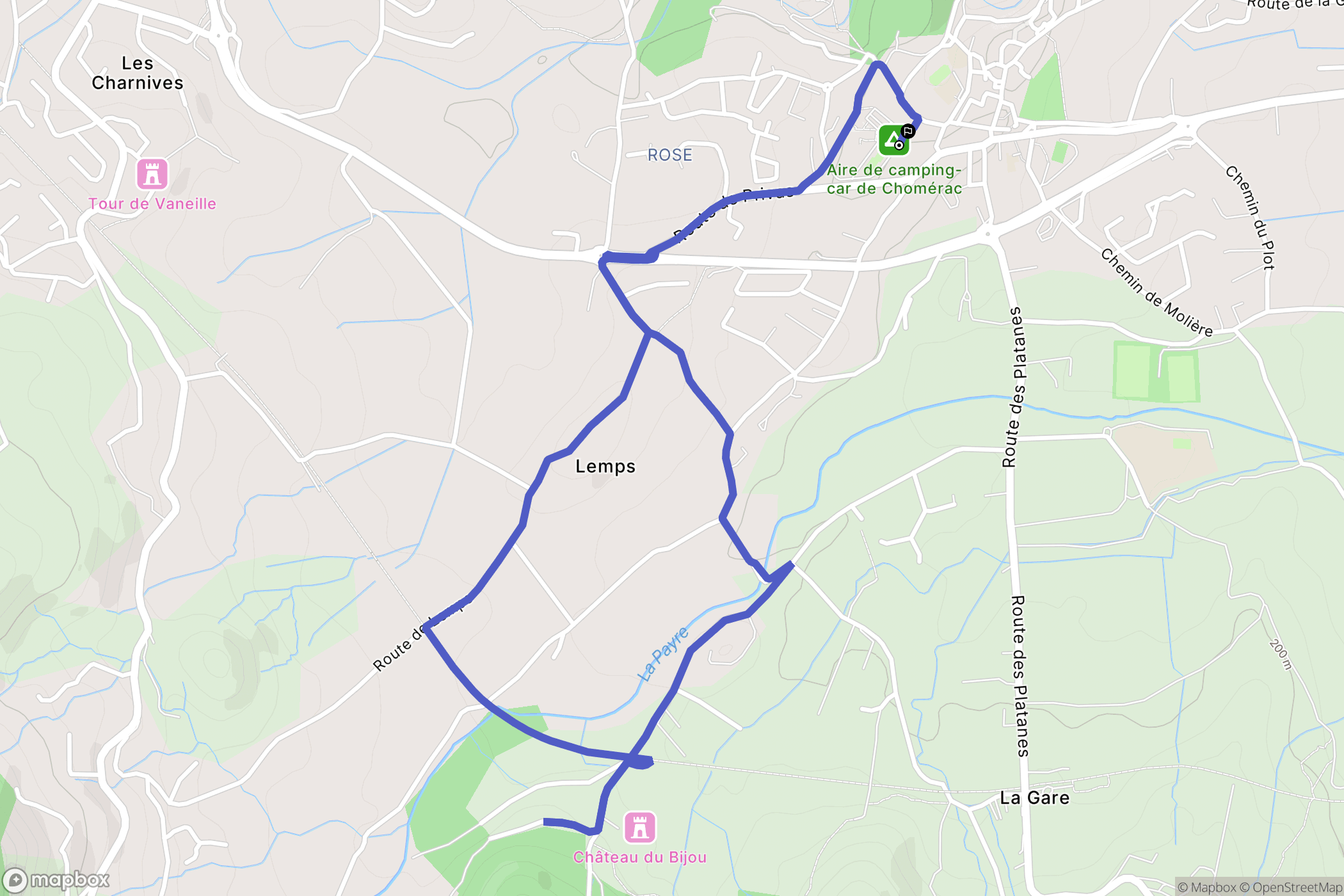Chomérac : carte du parcours de randonnée - France