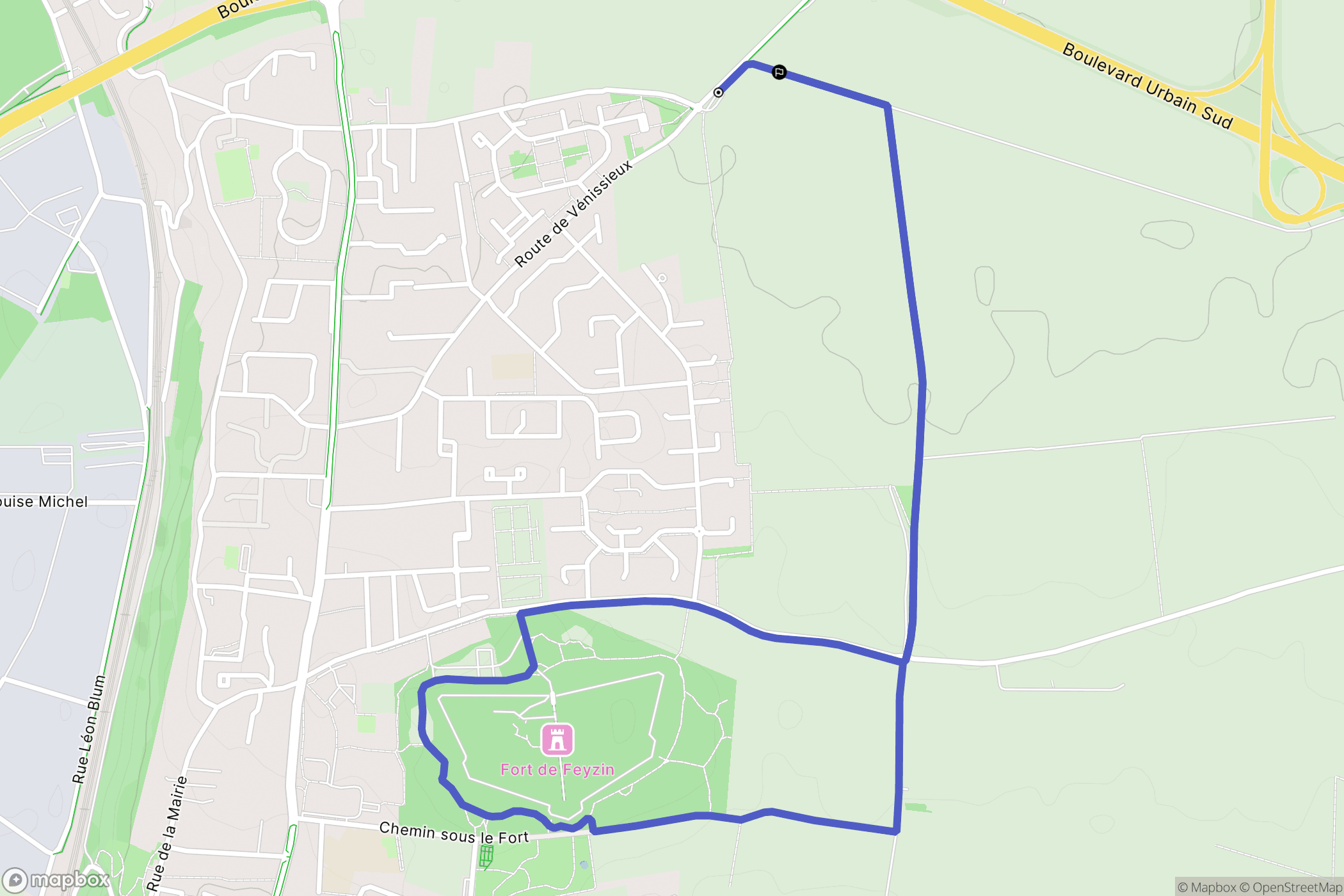 Feyzin : carte du parcours de randonnée - France