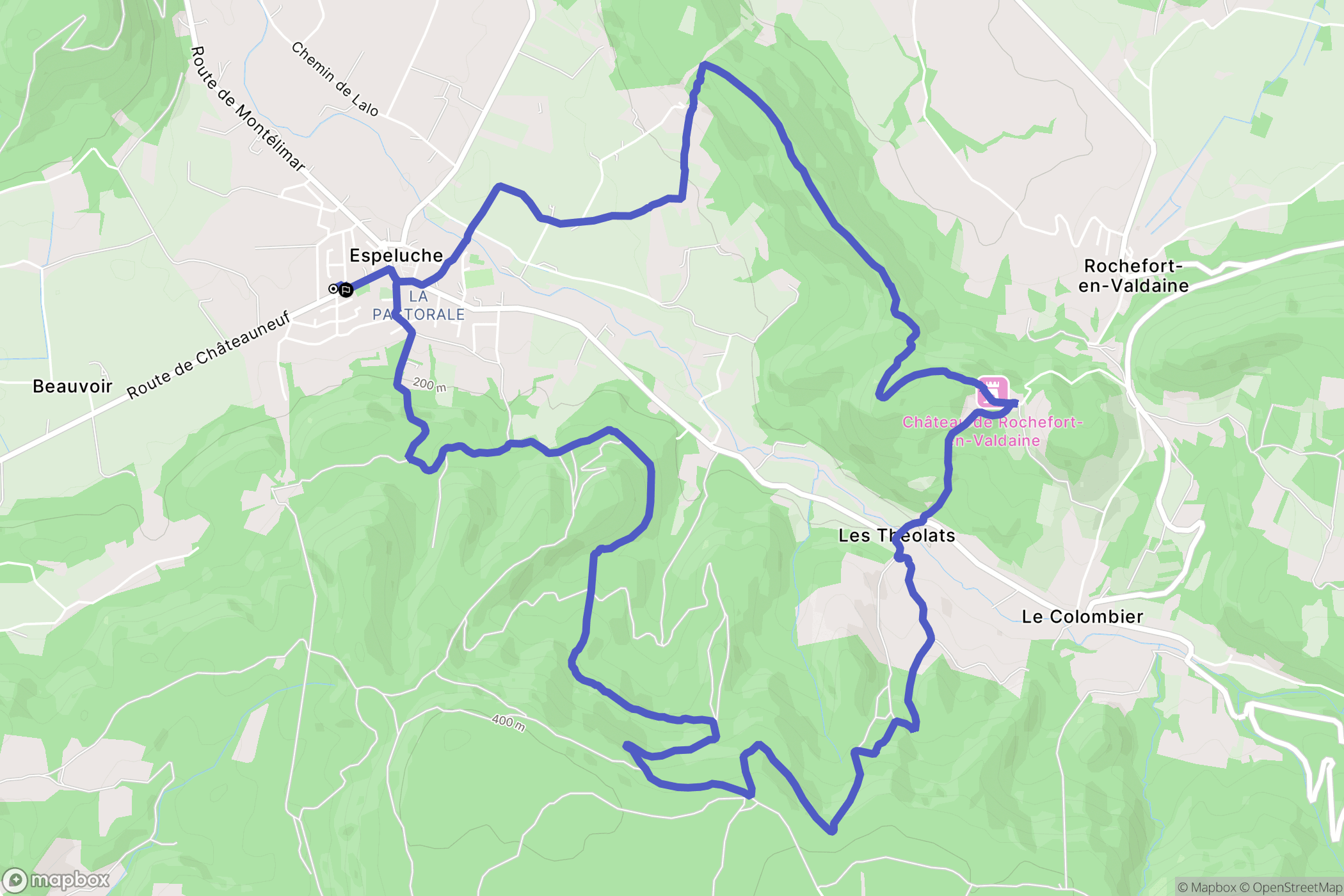 Espeluche : carte du parcours de randonnée - France