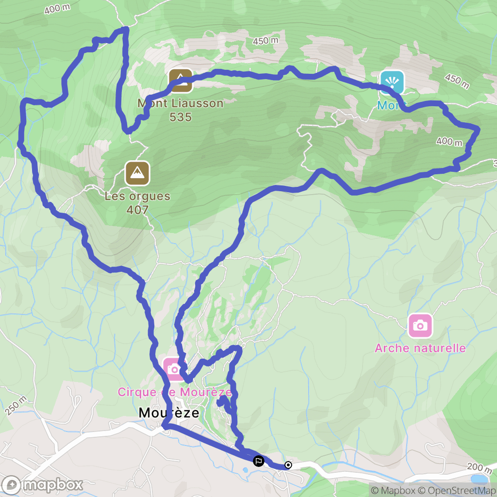 Mourèze : carte du parcours de randonnée - France