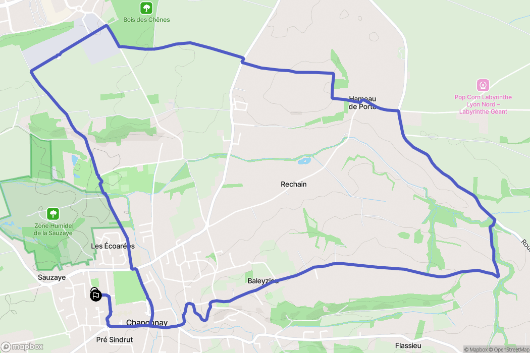 Chaponnay : carte du parcours de randonnée - France