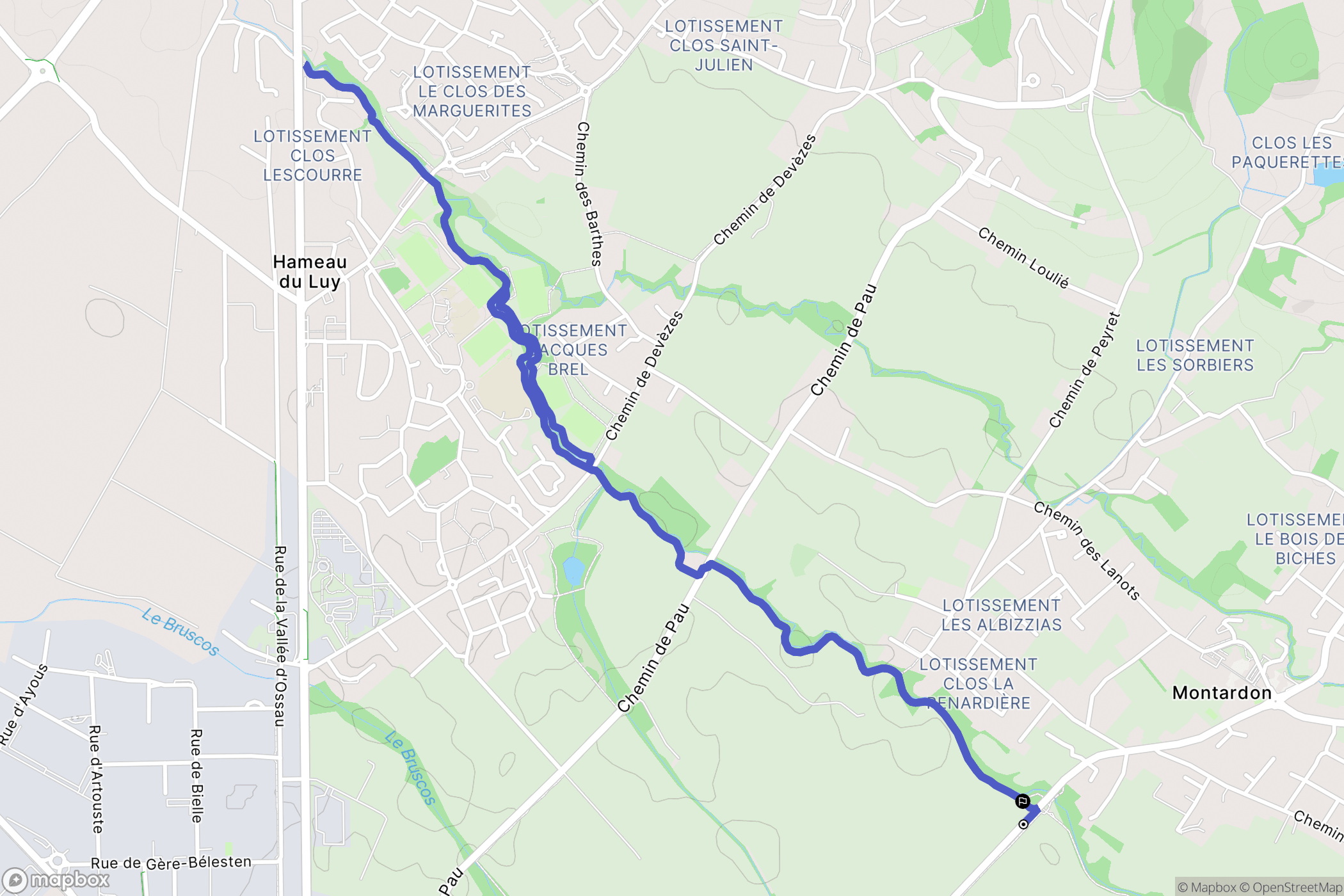 Montardon : carte du parcours de randonnée - France