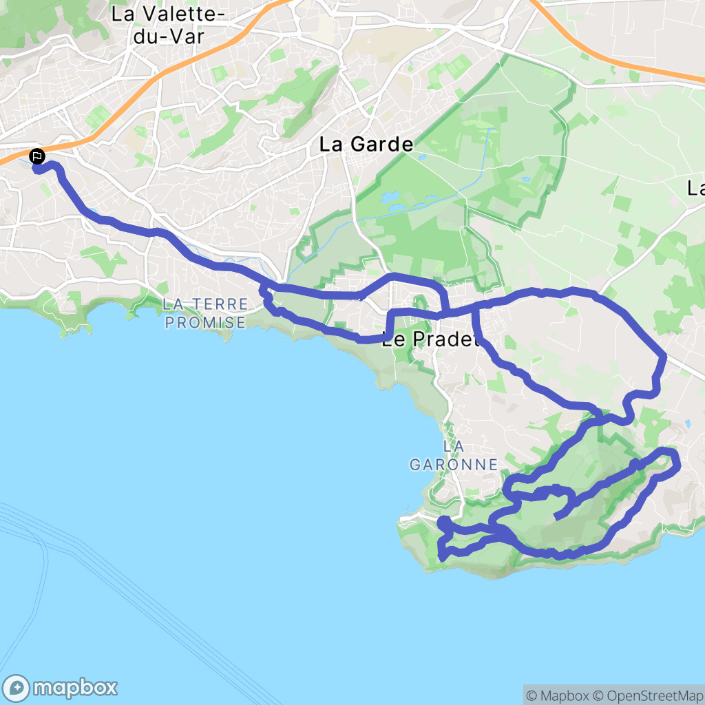 Toulon : carte du parcours de randonnée - France