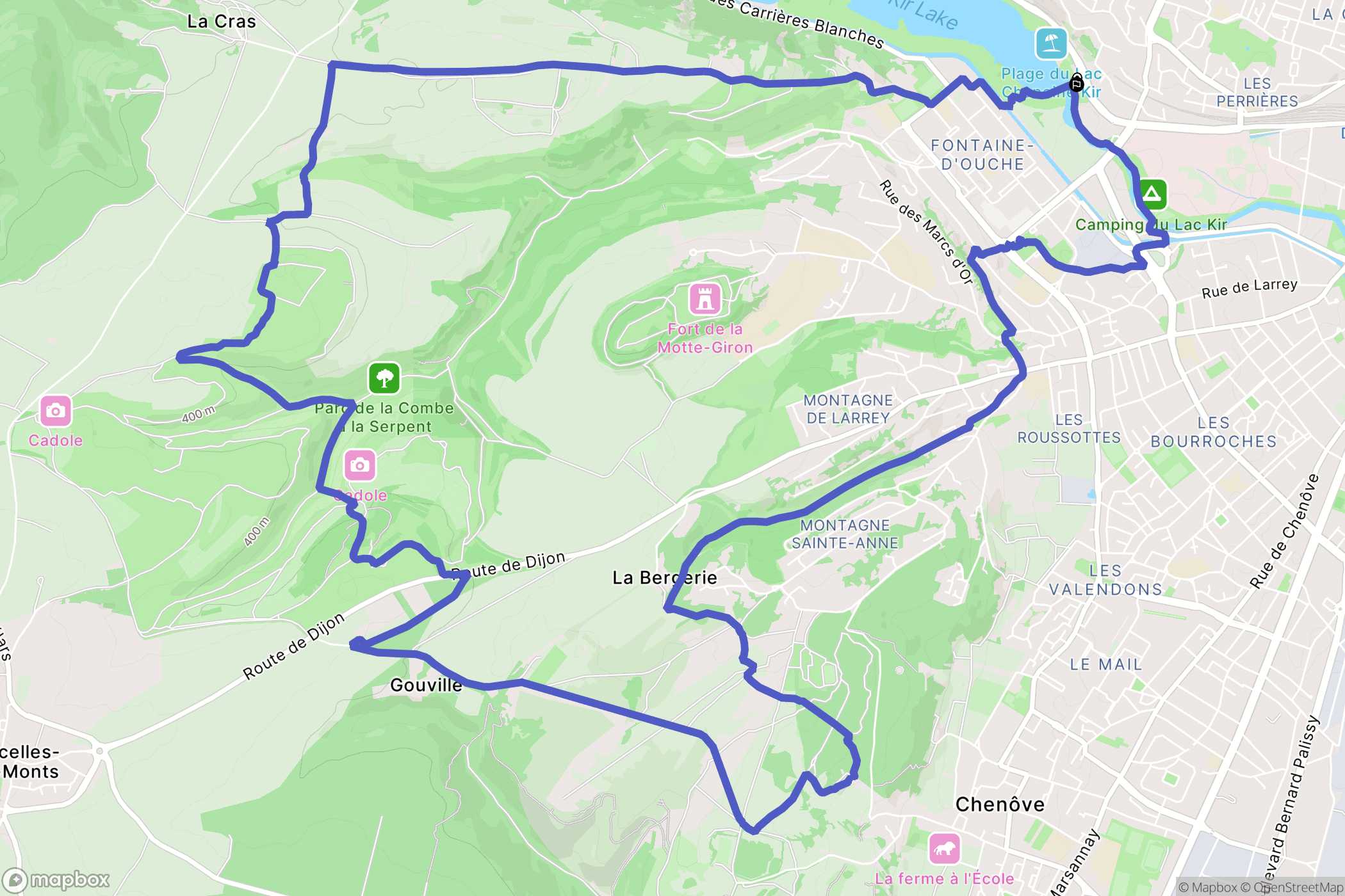 Dijon : carte du parcours de randonnée - France