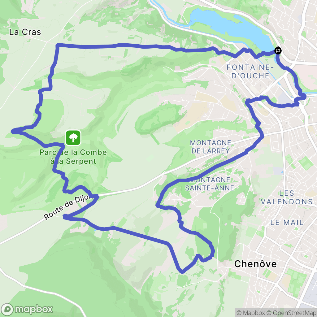 Dijon : carte du parcours de randonnée - France