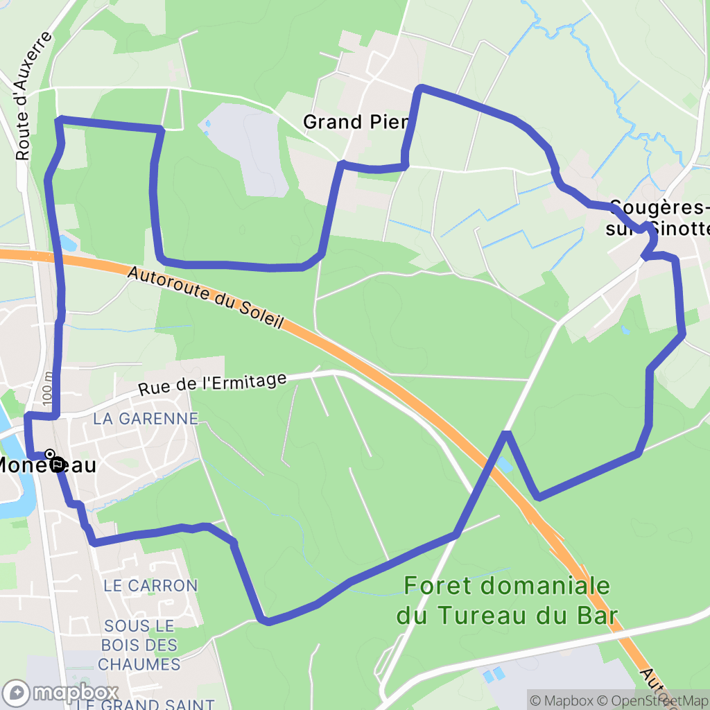 Monéteau : carte du parcours de randonnée - France