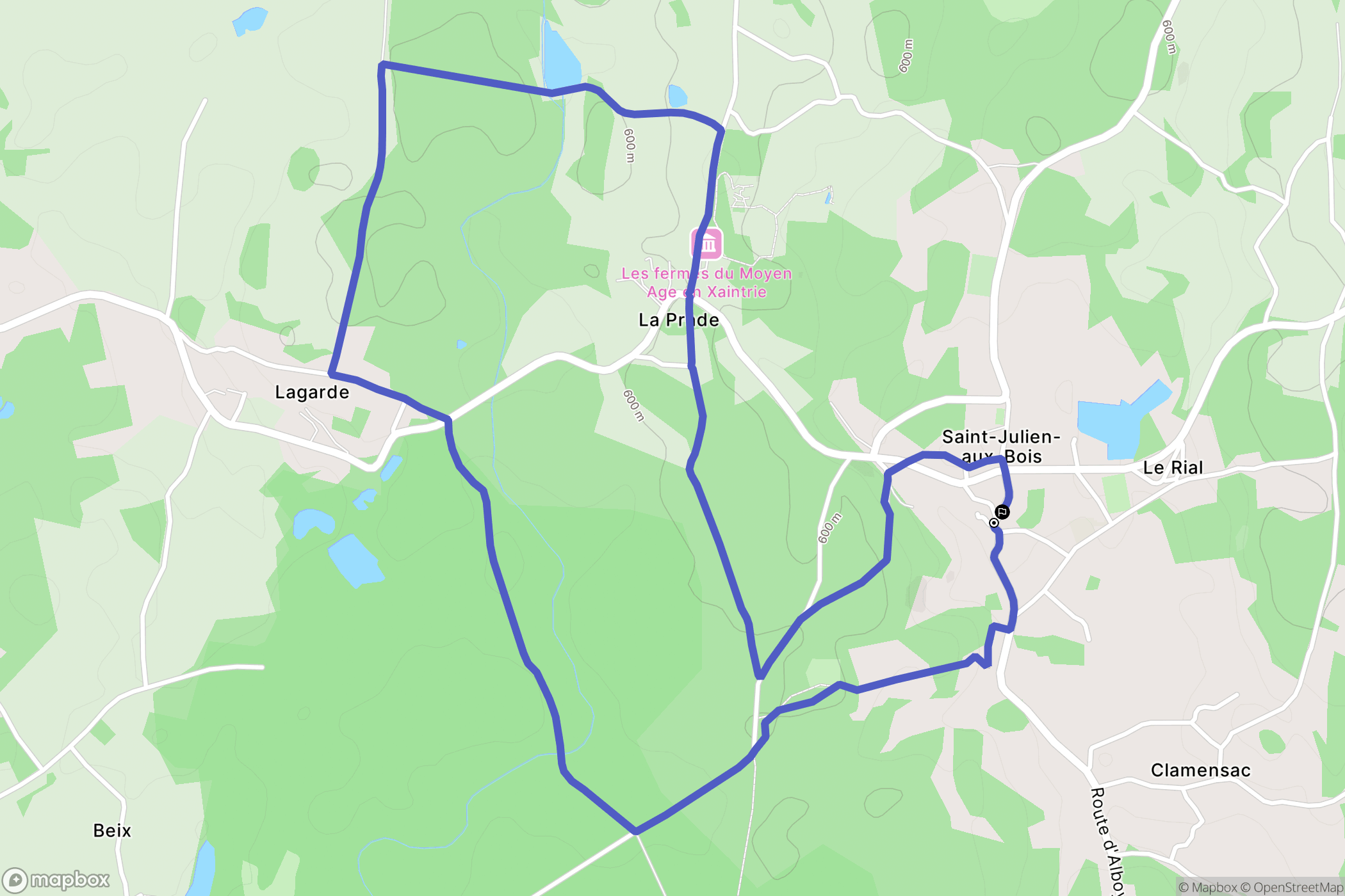 Saint-Julien-aux-Bois : carte du parcours de randonnée - France