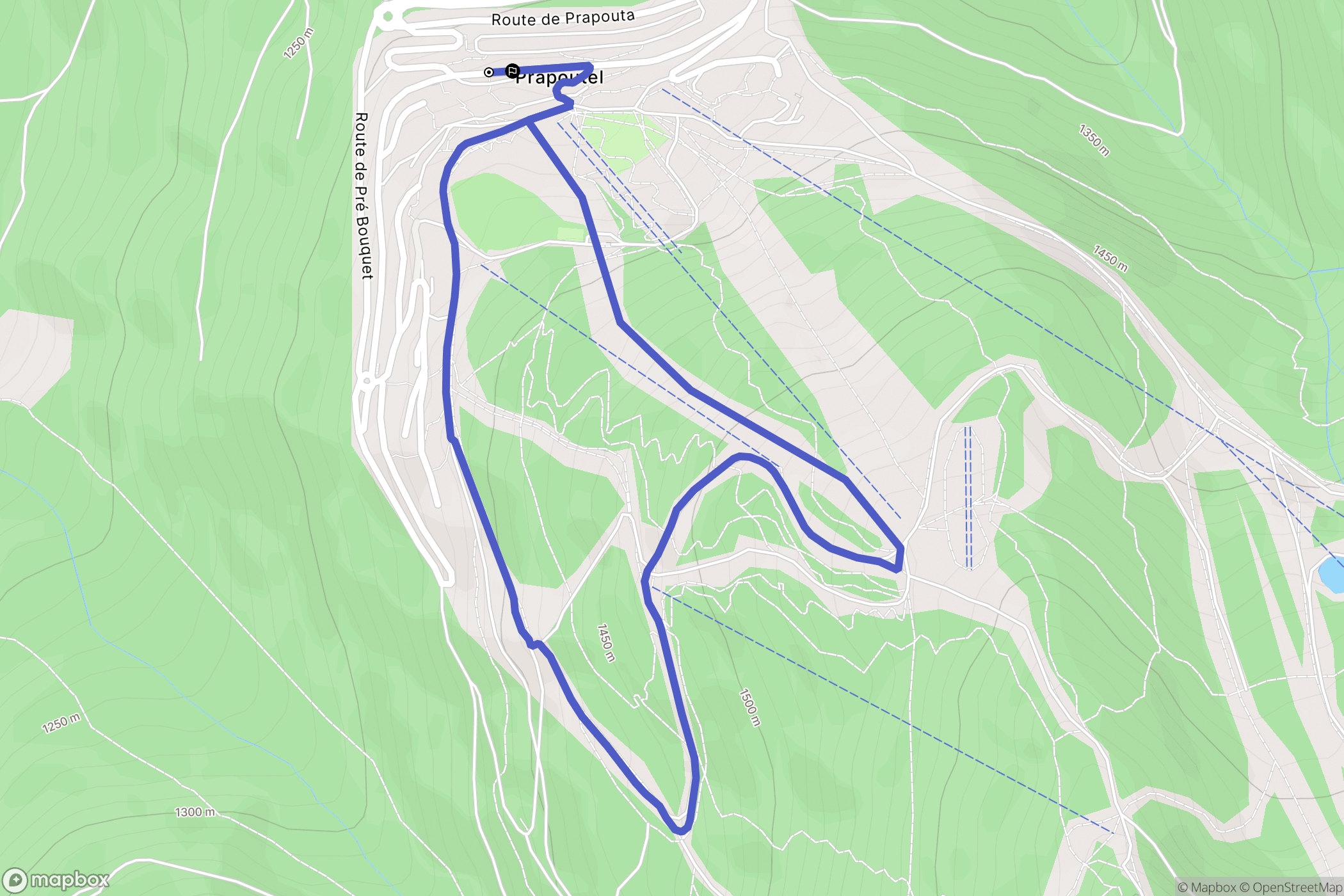 LES 7 LAUX PRAPOUTEL : carte du parcours de randonnée - France
