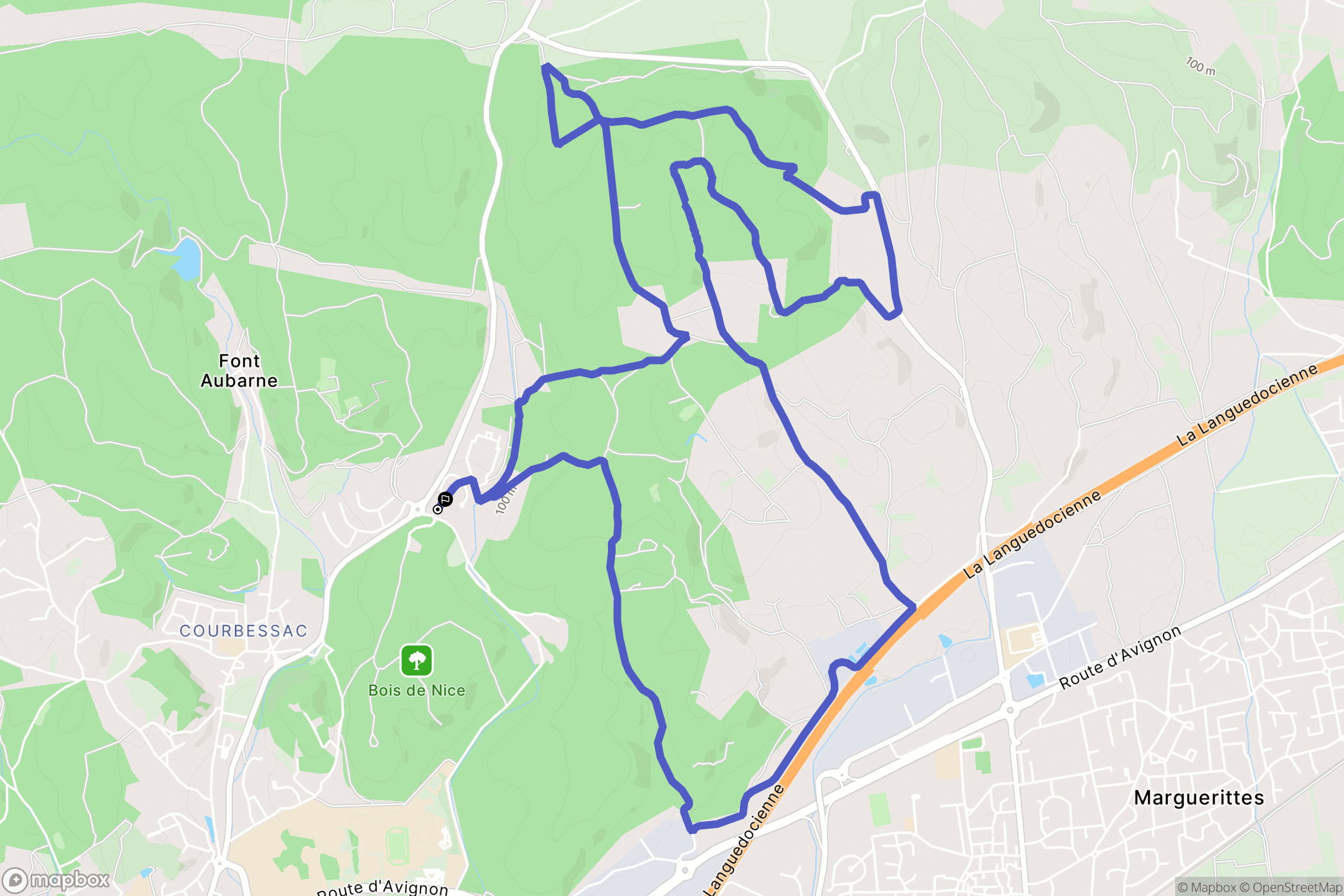 Nîmes : carte du parcours de randonnée - France