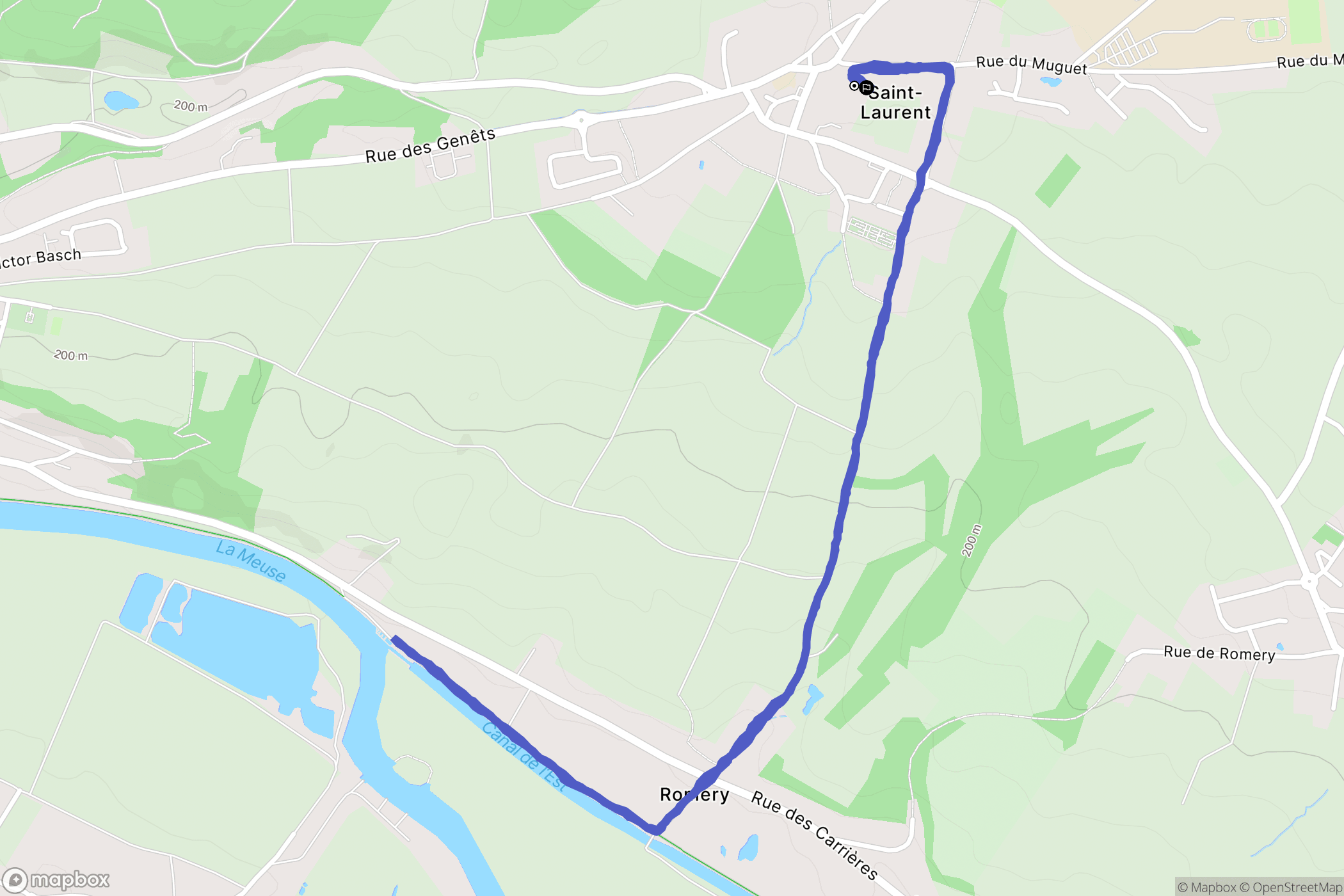 Saint-Laurent : carte du parcours de randonnée - France