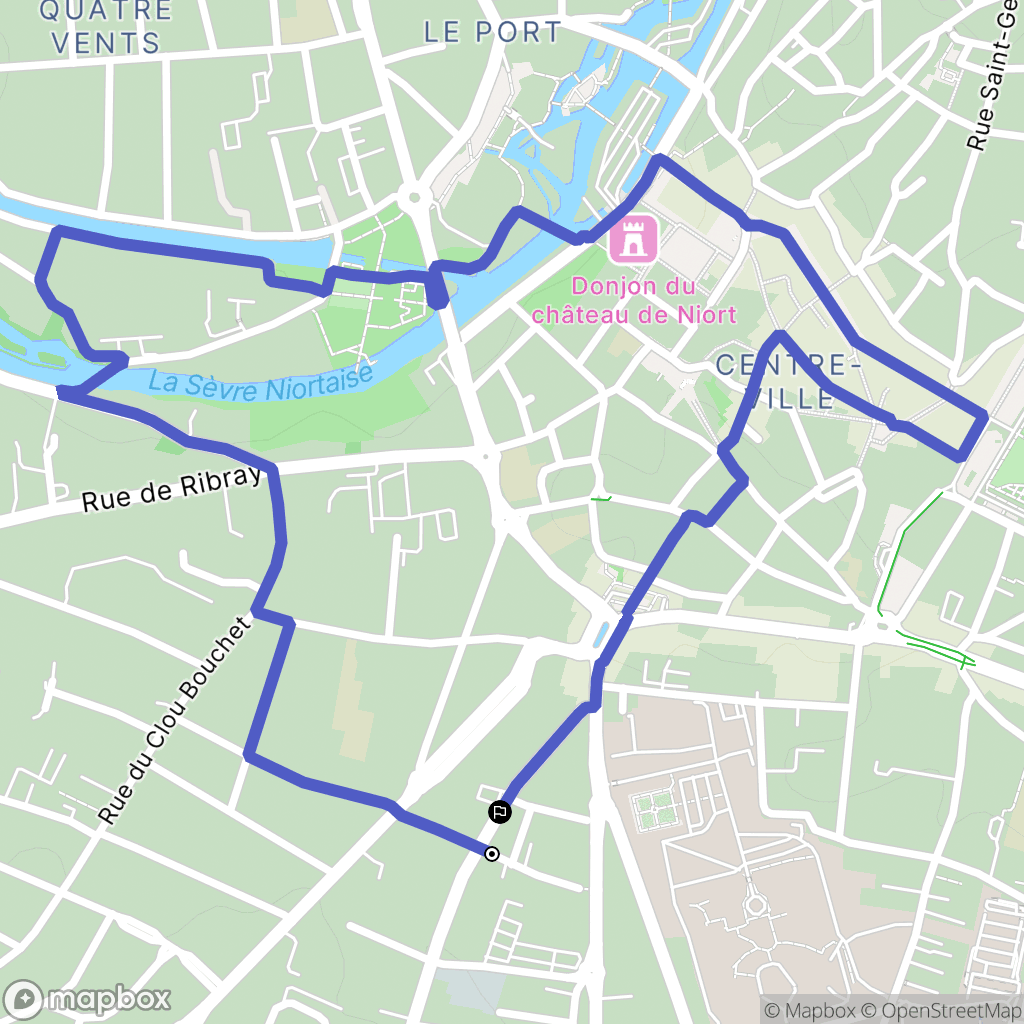Niort : carte du parcours de randonnée - France