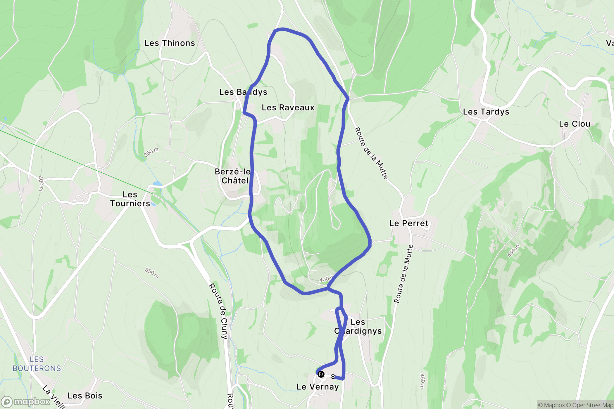 Berzé-la-Ville : carte du parcours de randonnée - France