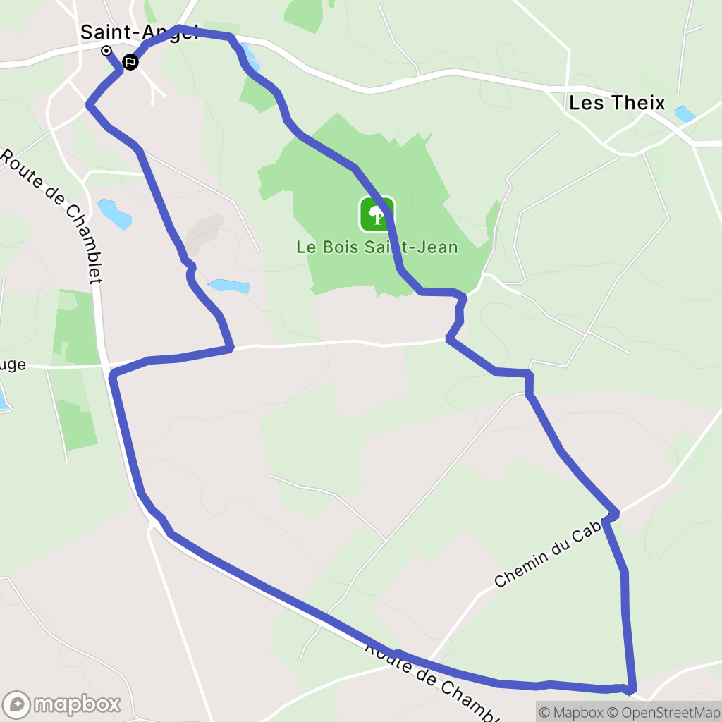 Saint-Angel : carte du parcours de randonnée - France